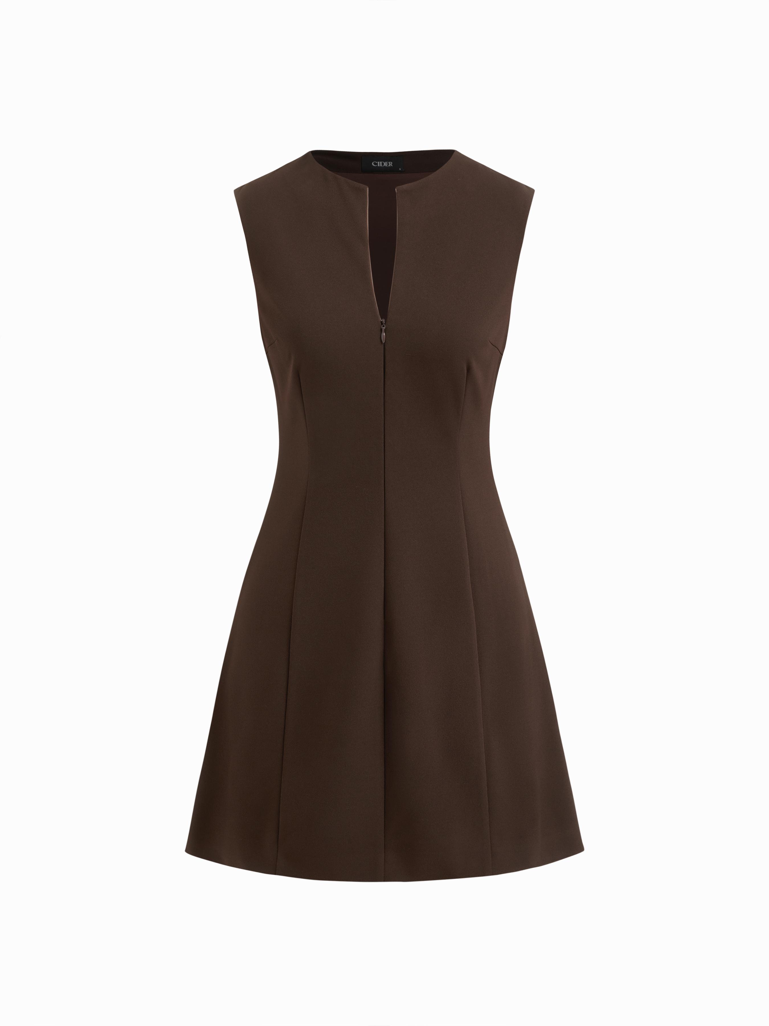 V-neck Zip Through Mini Dress by CIDER