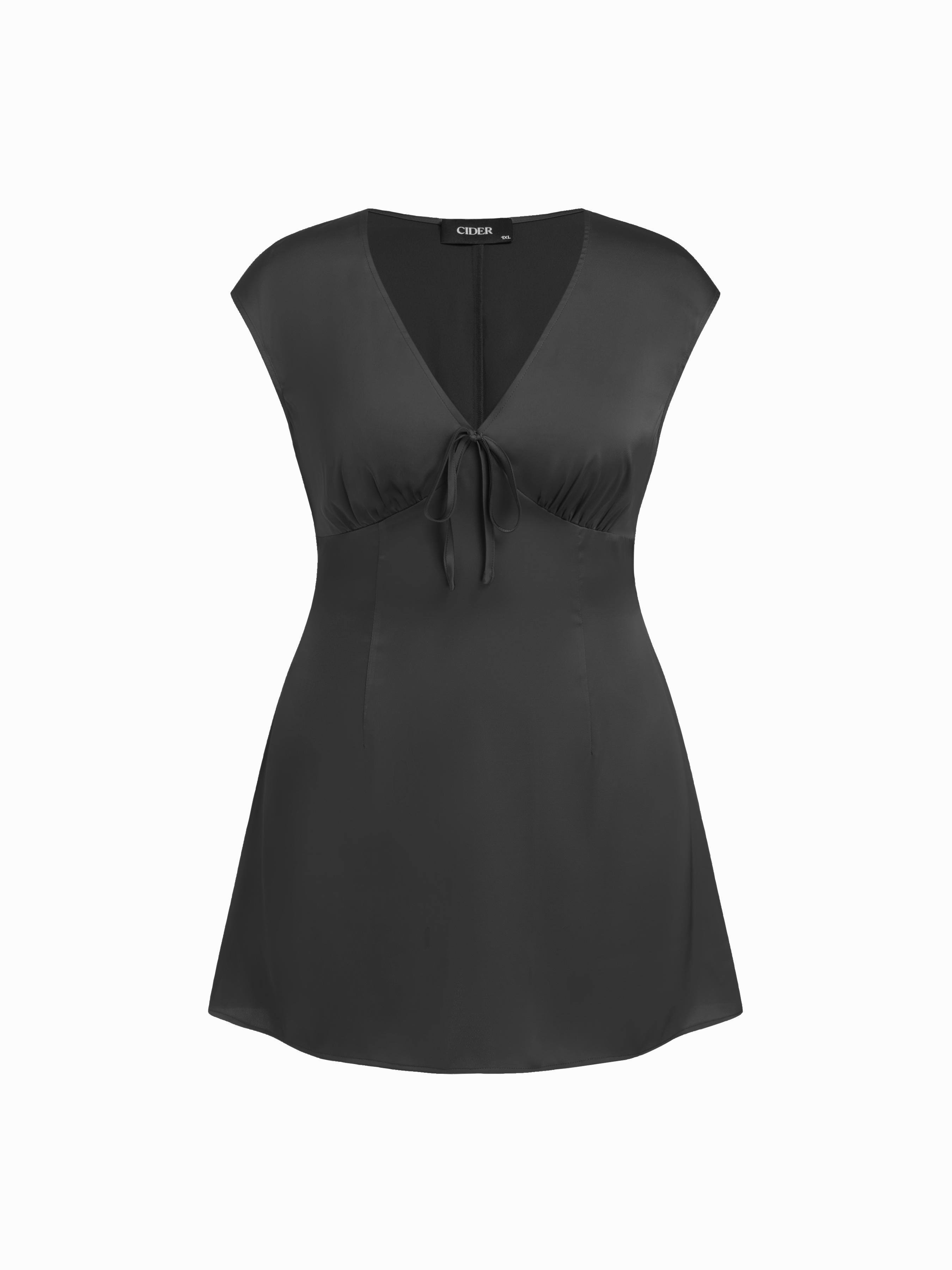 V-neck Zipper Ruched Mini Dress Curve & Plus by CIDER