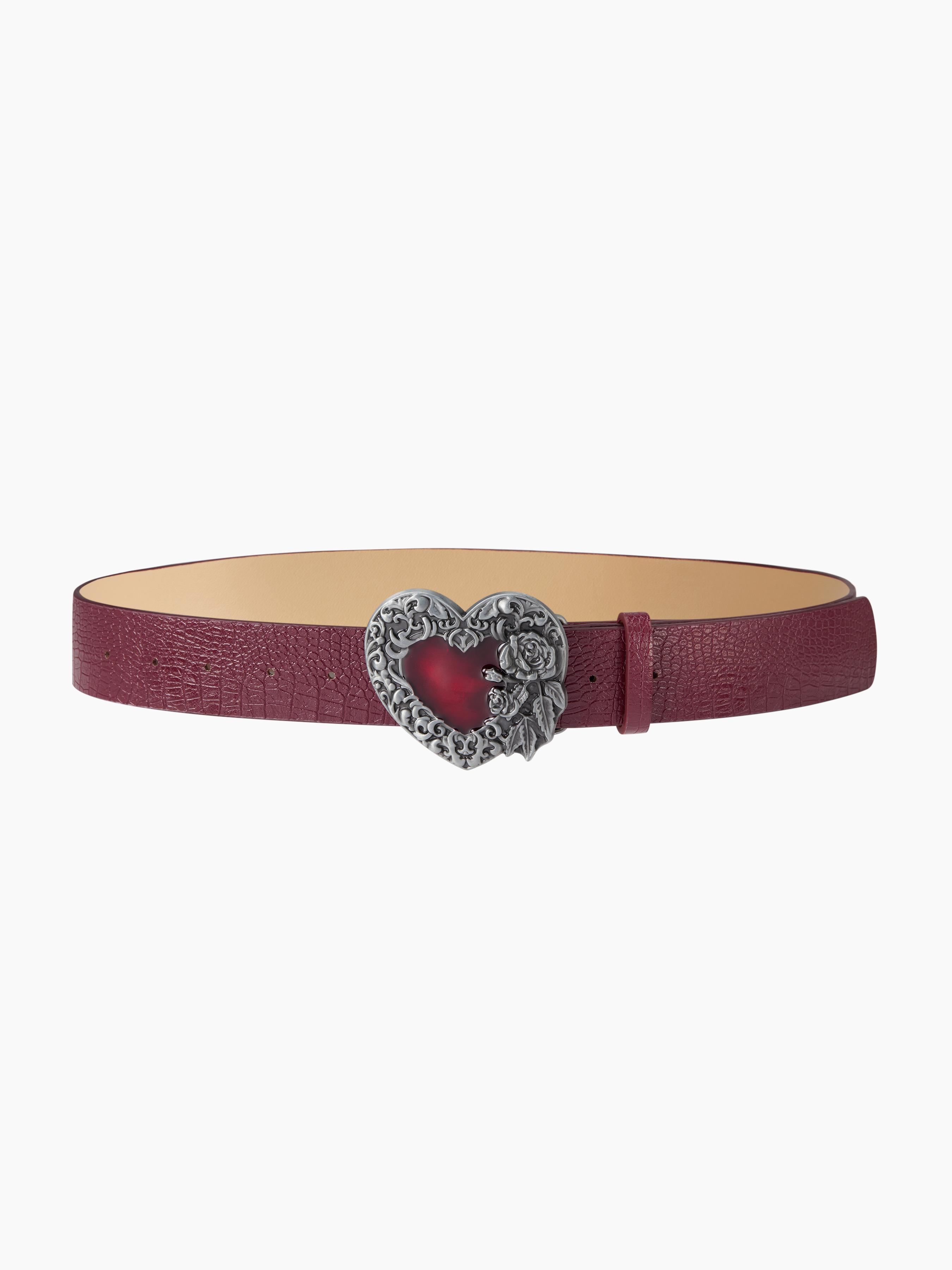 VINTAGE ENGRAVED FLOWER & HEART SHAPE  BUCKLE BELT by CIDER