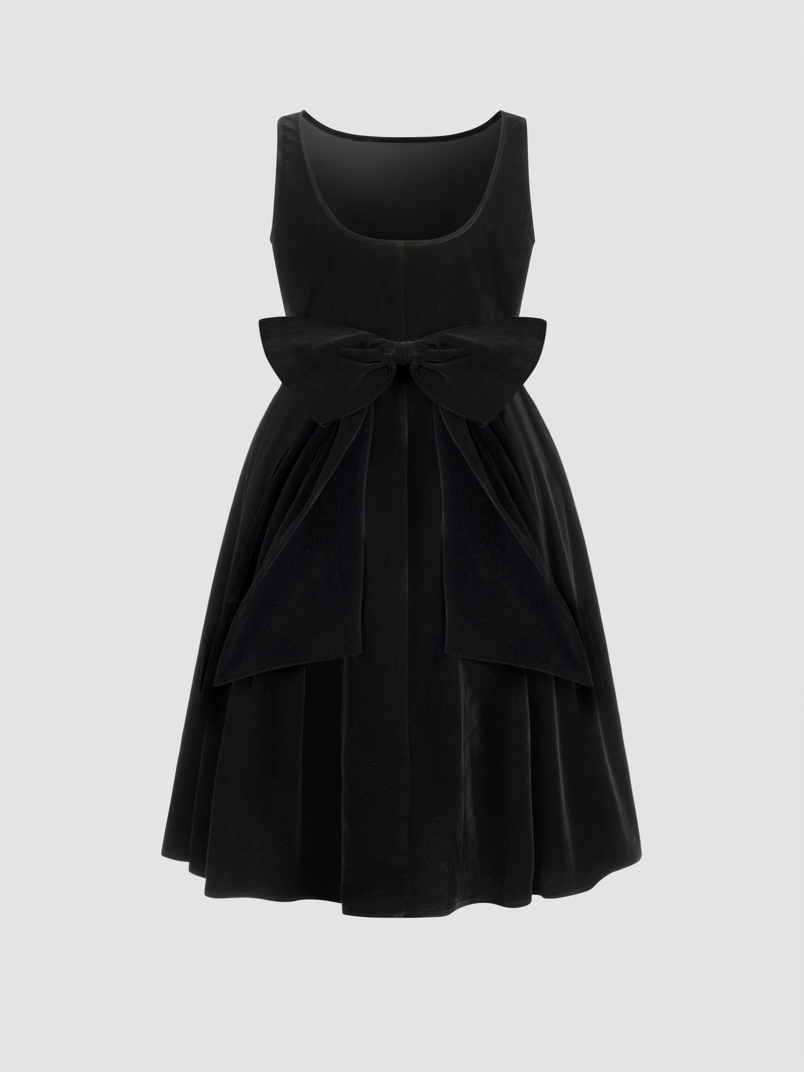 Velvet Boat Neck Bowknot Midi Dress Curve & Plus by CIDER