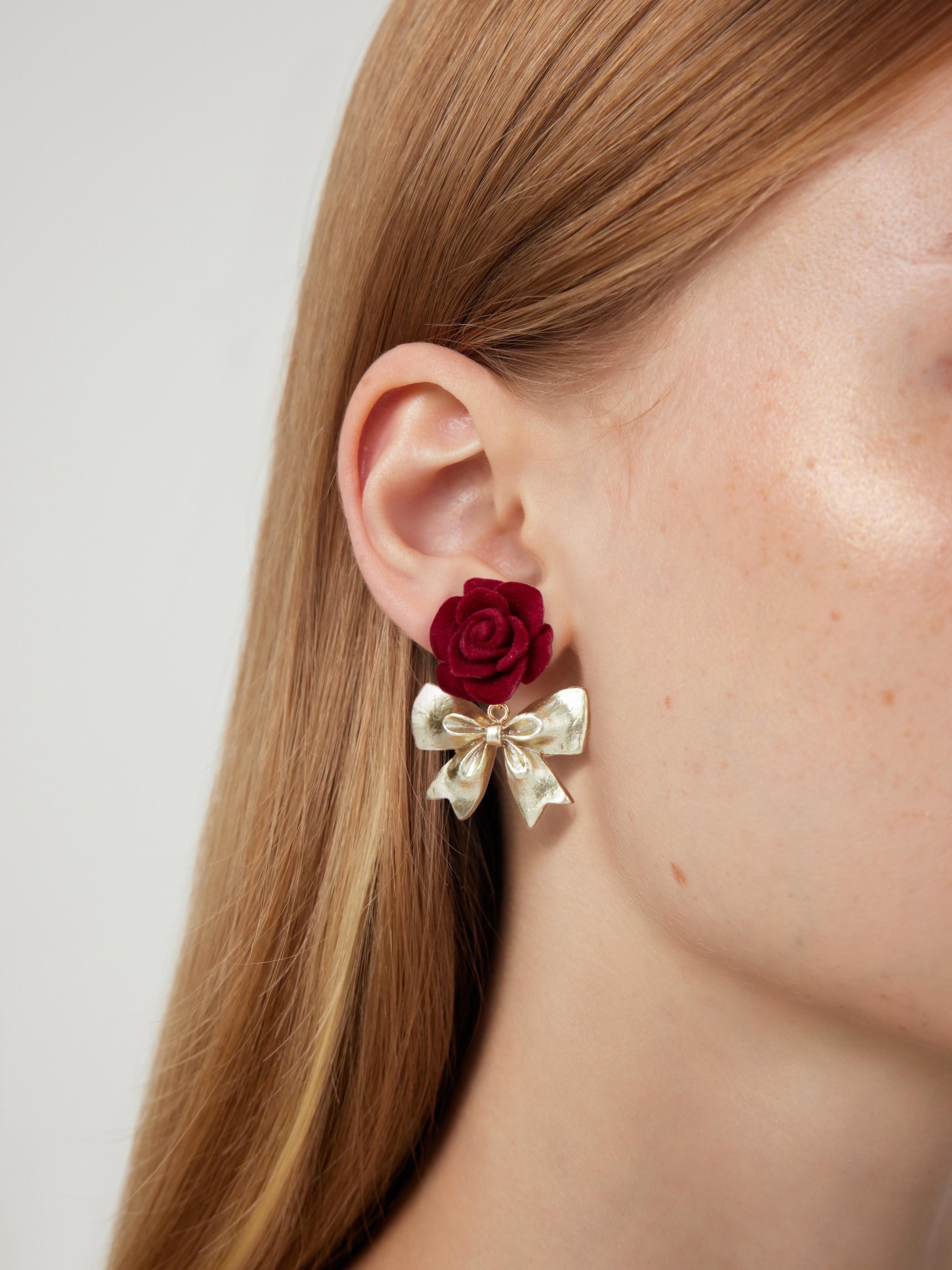 Velvet Bowknot & Rose Earrings by CIDER