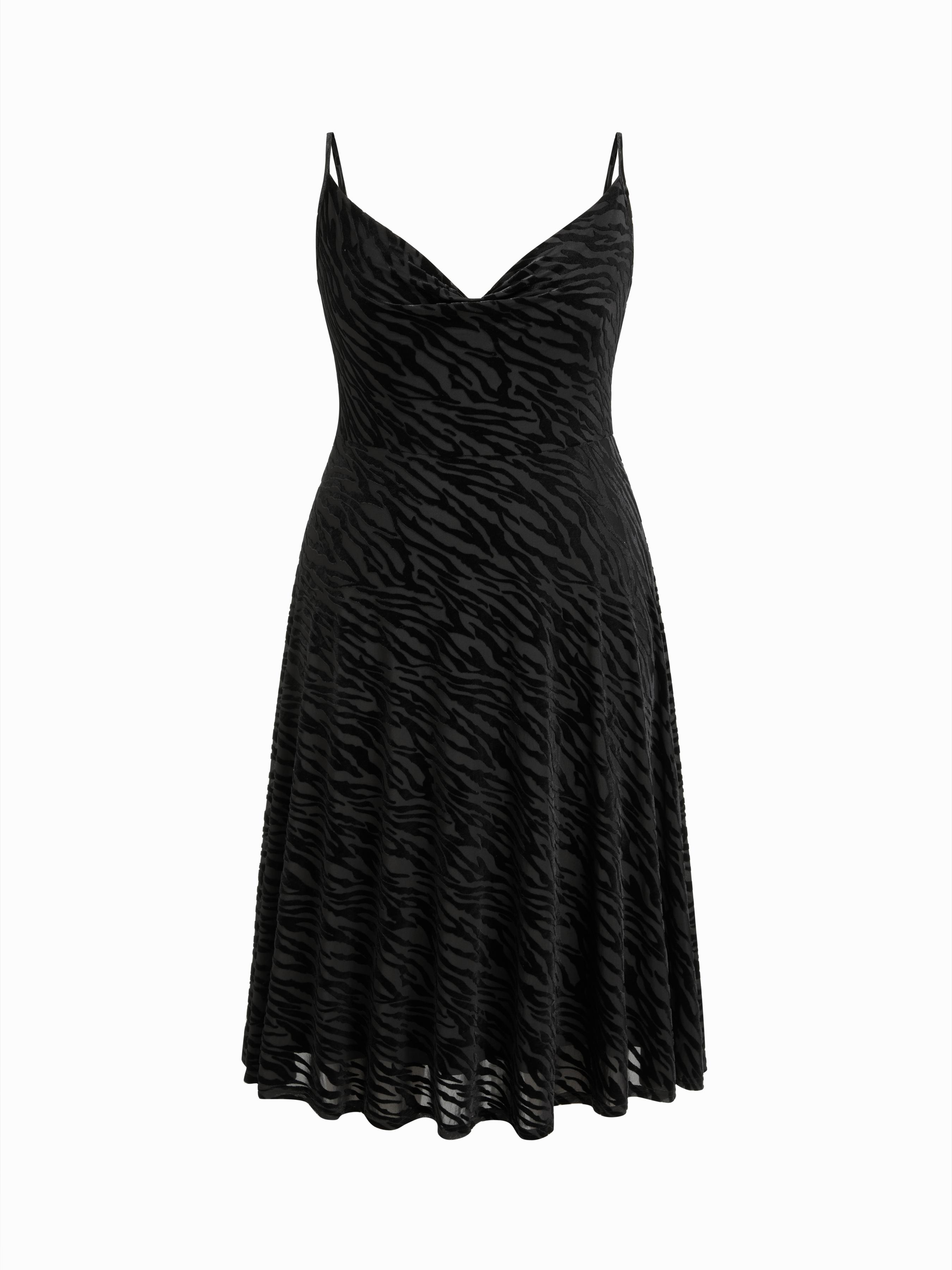 Velvet Cowl Neck Leopard Print Cami Maxi Dress Curve & Plus by CIDER Velvet Cowl Neck Leopard Print Cami Maxi Dress Curve & Plus by CIDER