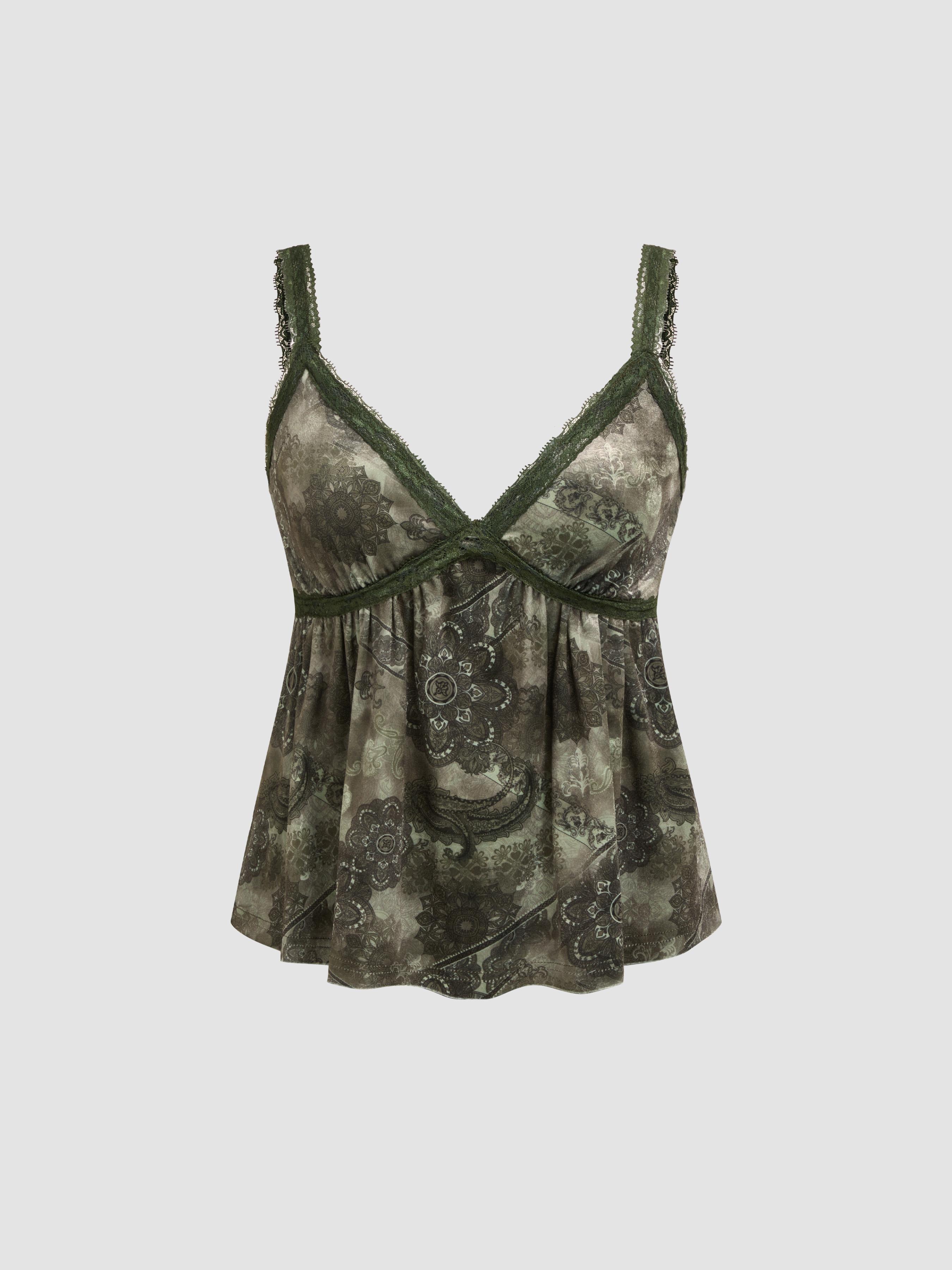 Velvet Sweetheart Aztec Lace Cami Top by CIDER
