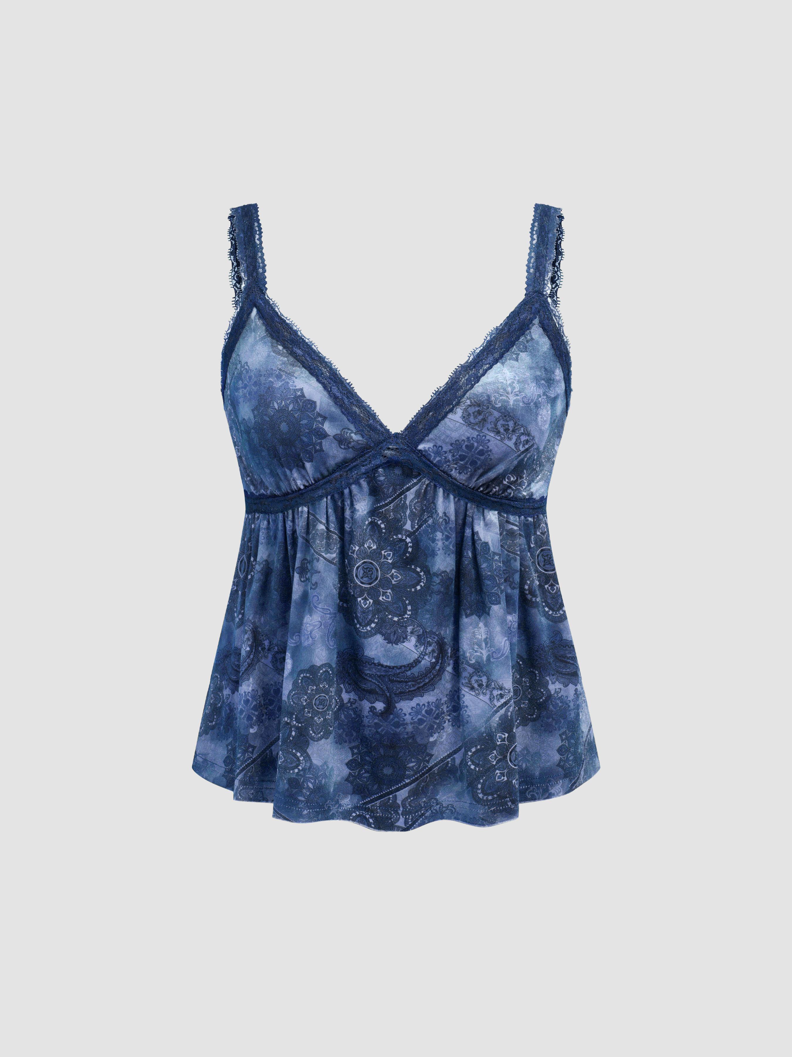 Velvet Sweetheart Aztec Lace Cami Top by CIDER