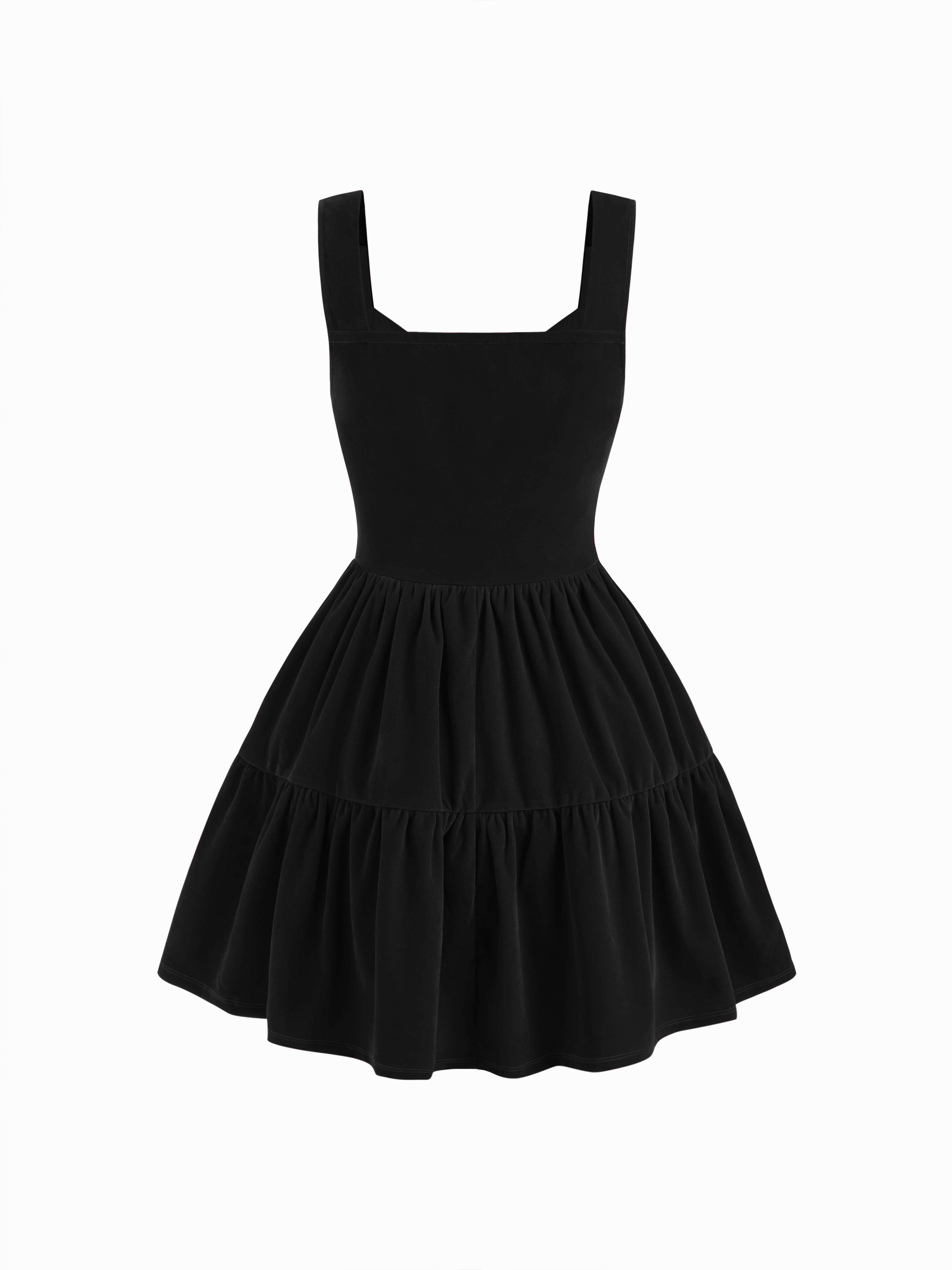 Velvet Sweetheart Neck Bowknot Tiered Ruffle Hem Mini Dress by CIDER