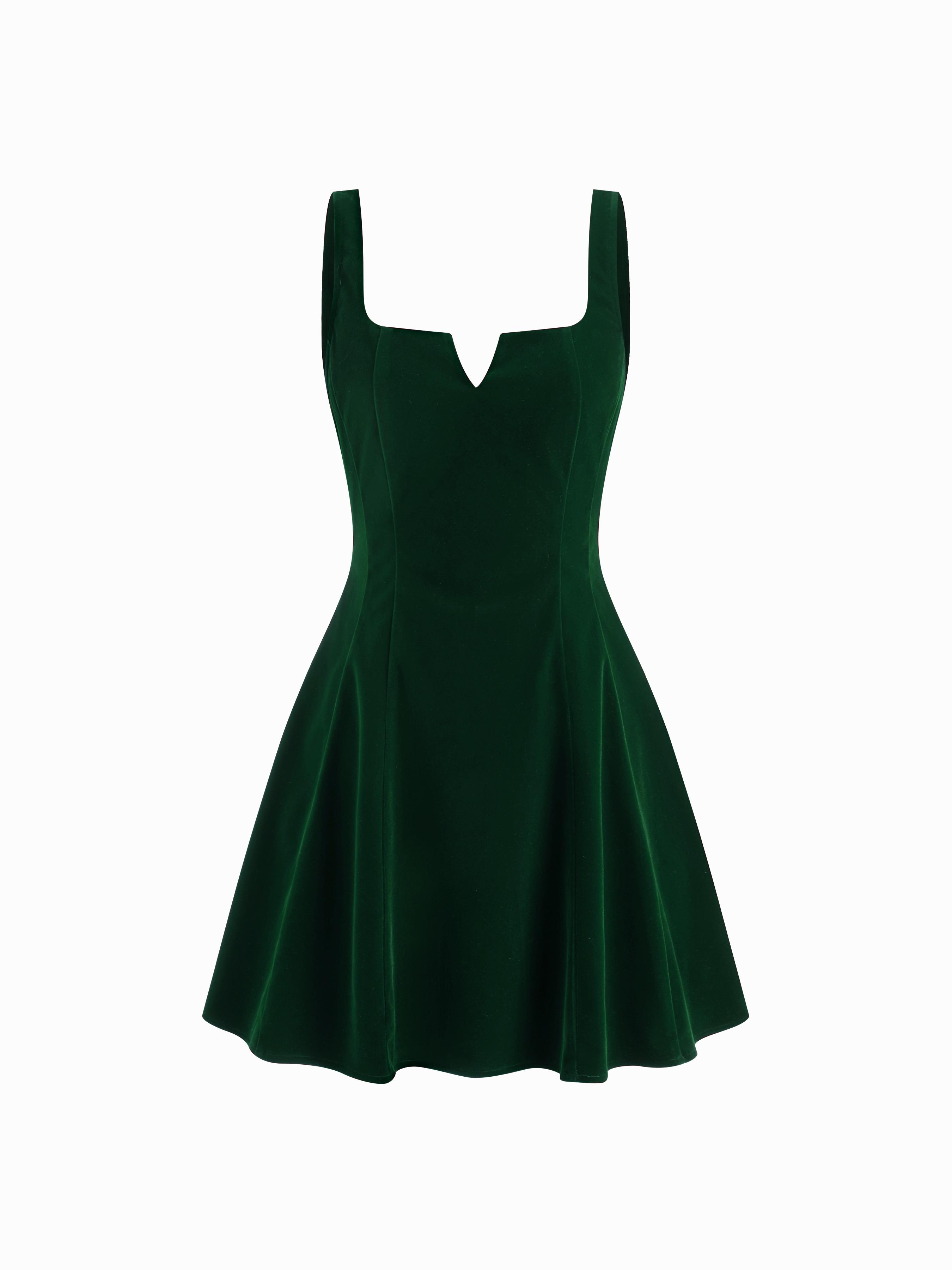 Velvet V-neck Ruffle Mini Dress by CIDER
