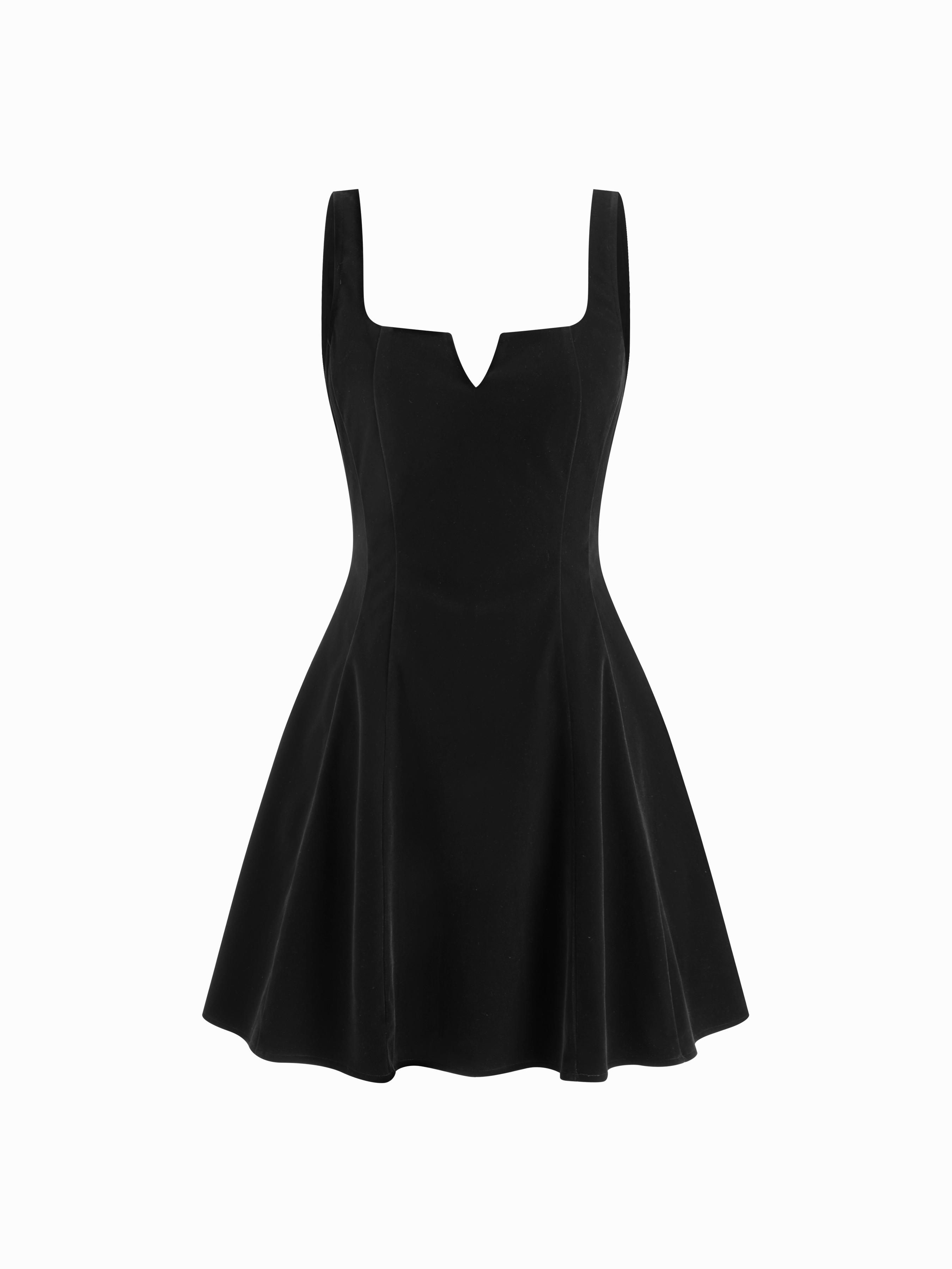 Velvet V-neck Ruffle Mini Dress by CIDER