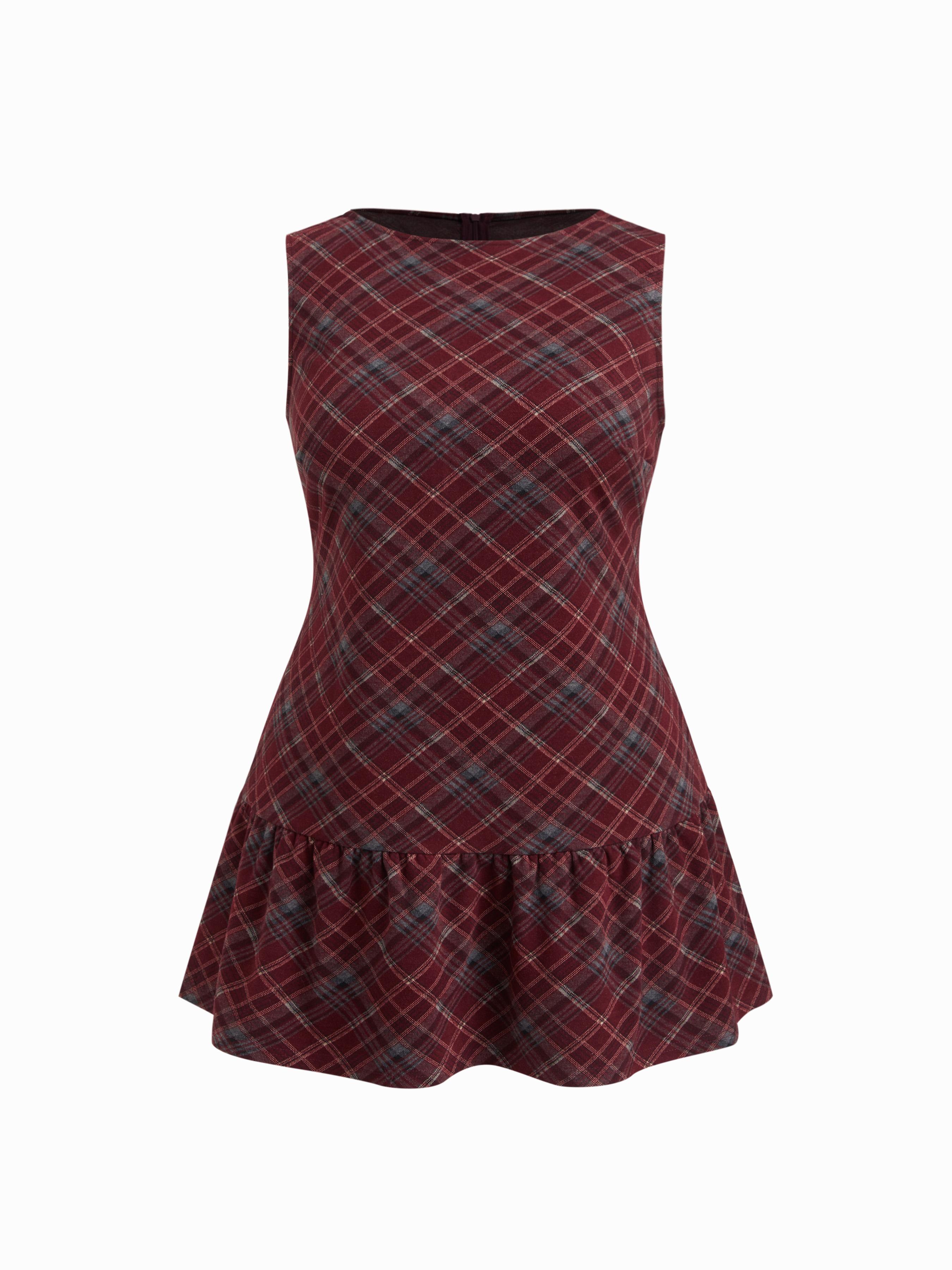Vestido Mini de Pliegues en el Fondo a Rayas con Cuello en Barco a Estilo Lana Curvy by CIDER