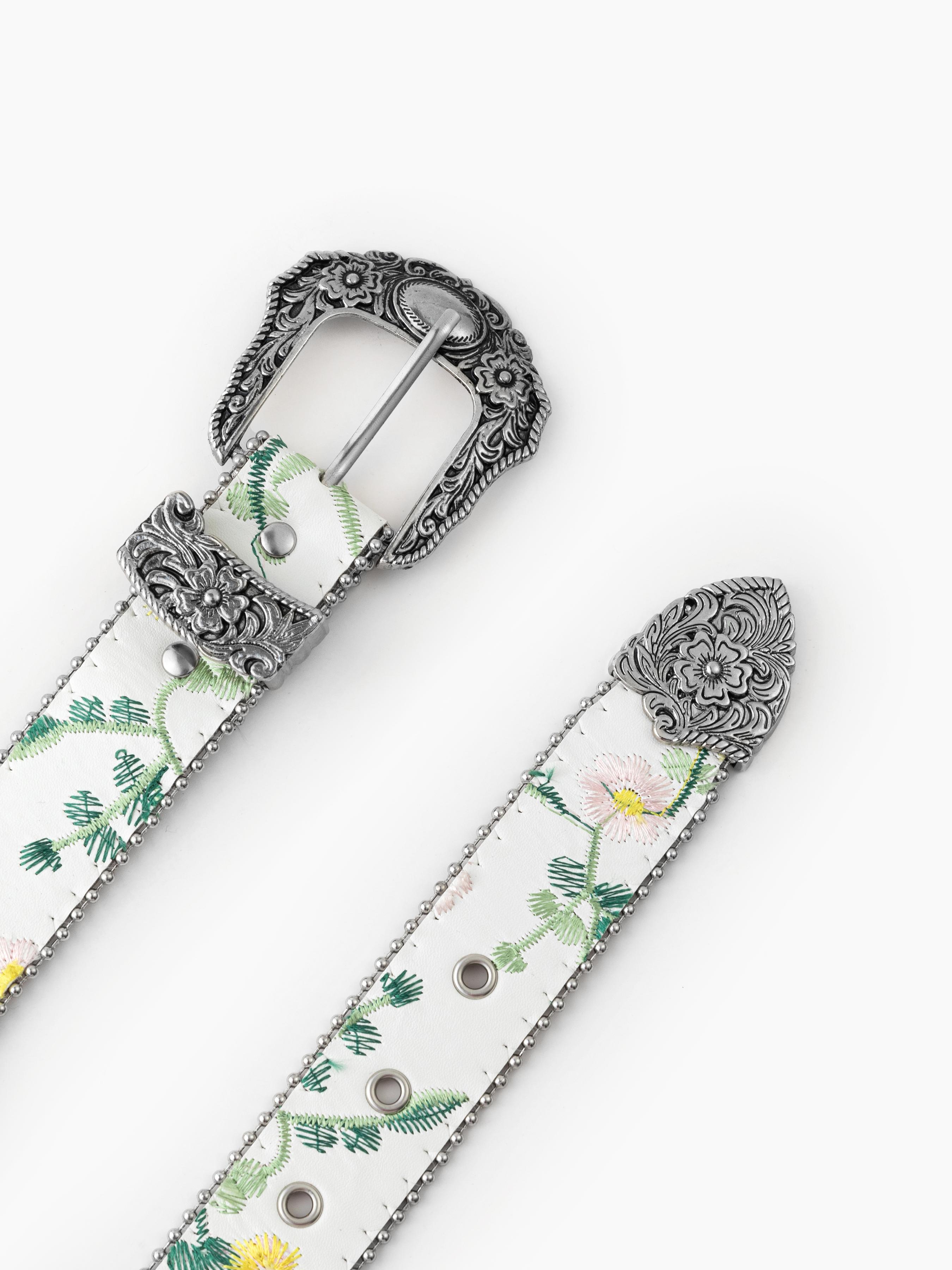 Vintage Flower Embroidery Buckle Belt by CIDER