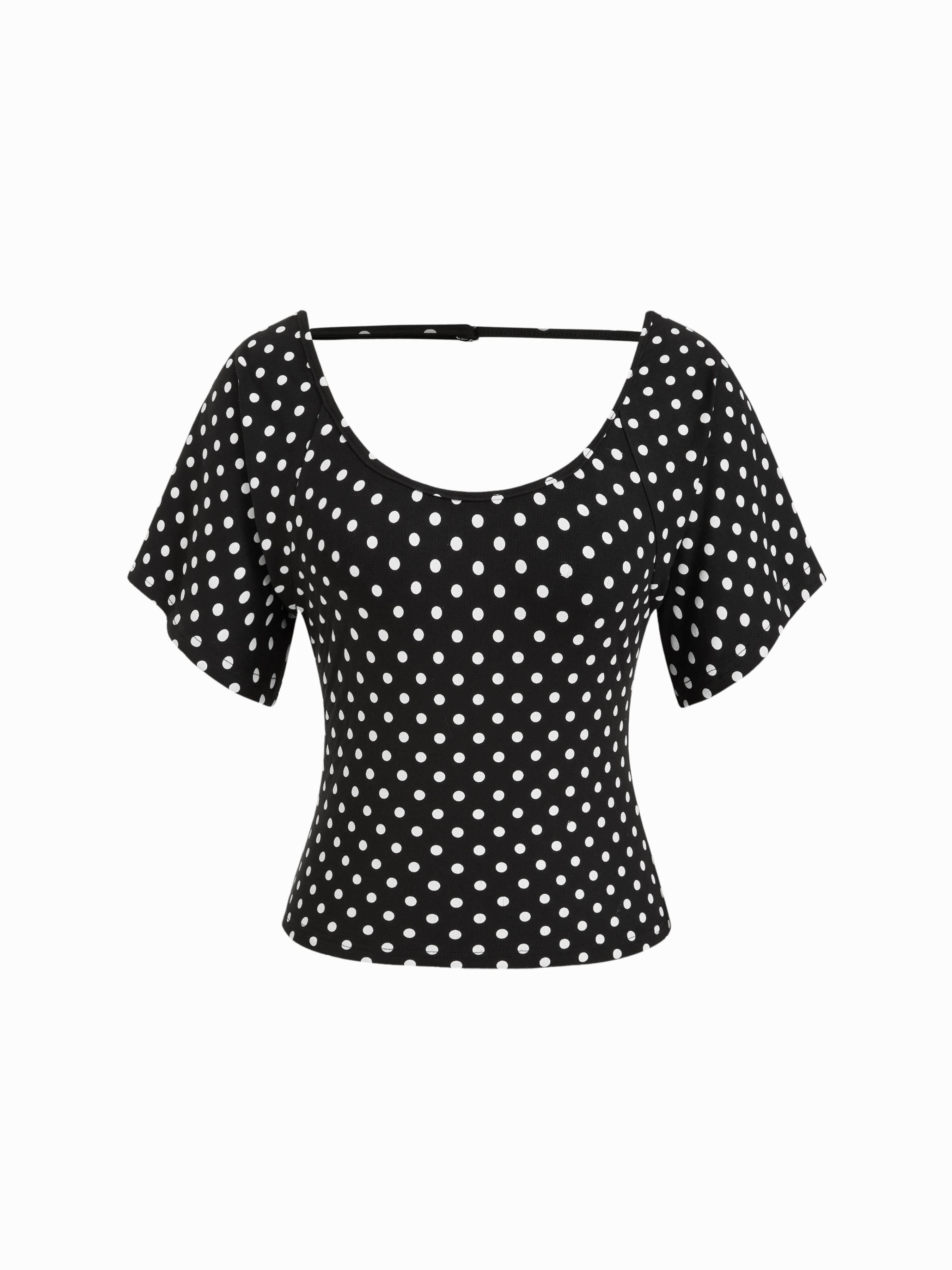 Viscose Scoop Neck Backless Short Sleeve Top by CIDER