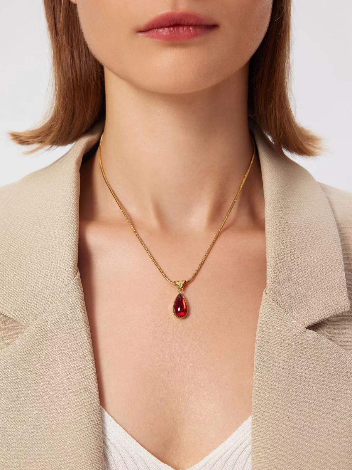 WATER DROP CHARM OPAL PENDENT NECKLACE by CIDER