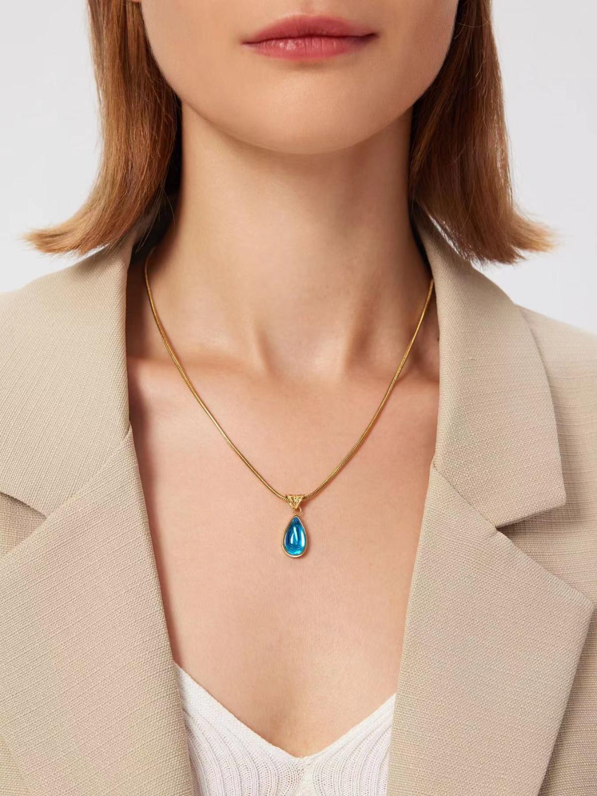WATER DROP CHARM OPAL PENDENT NECKLACE by CIDER