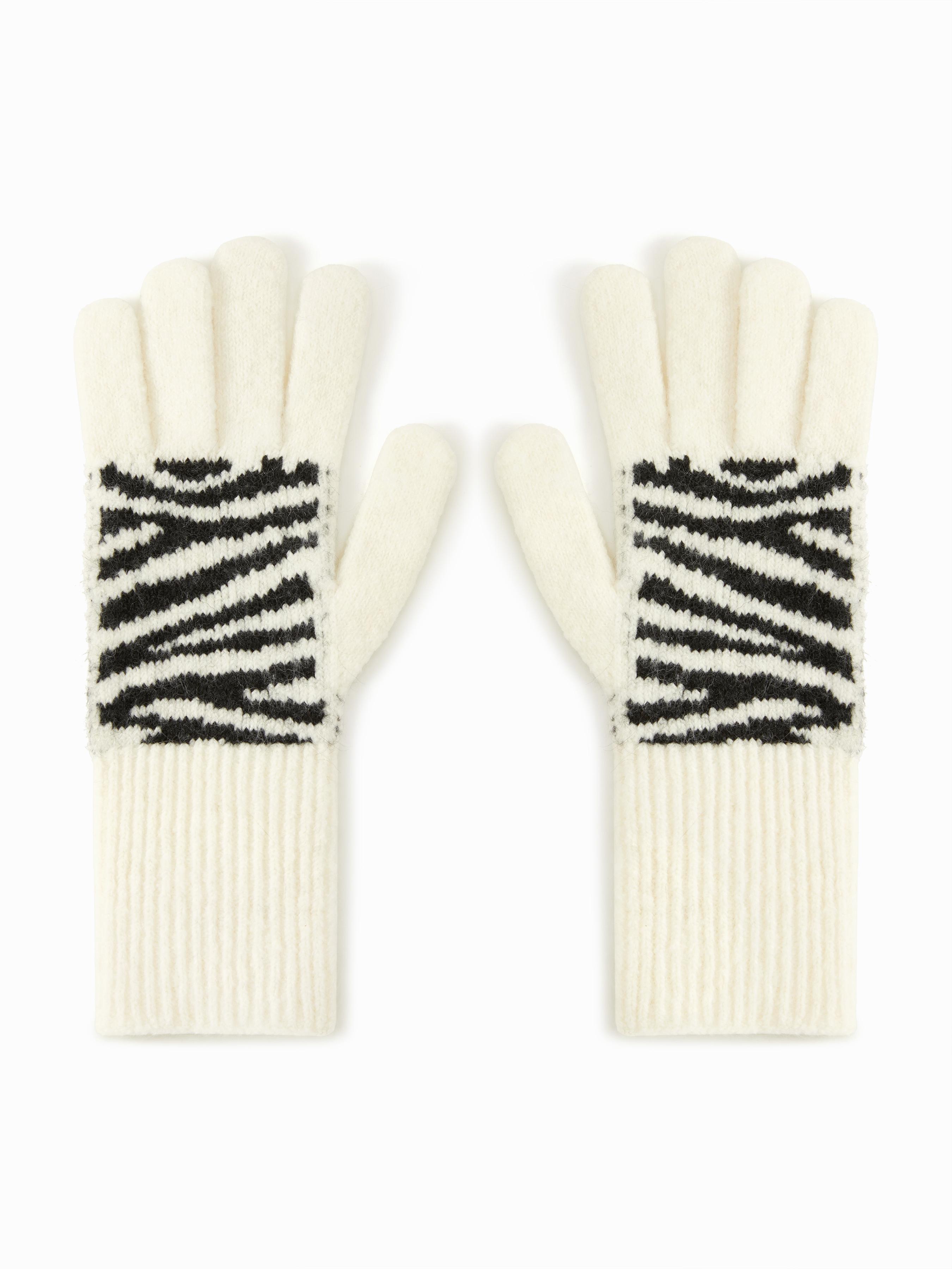 WOOL-BLEND LEOPARD-PRINT KNITTED GLOVES by CIDER