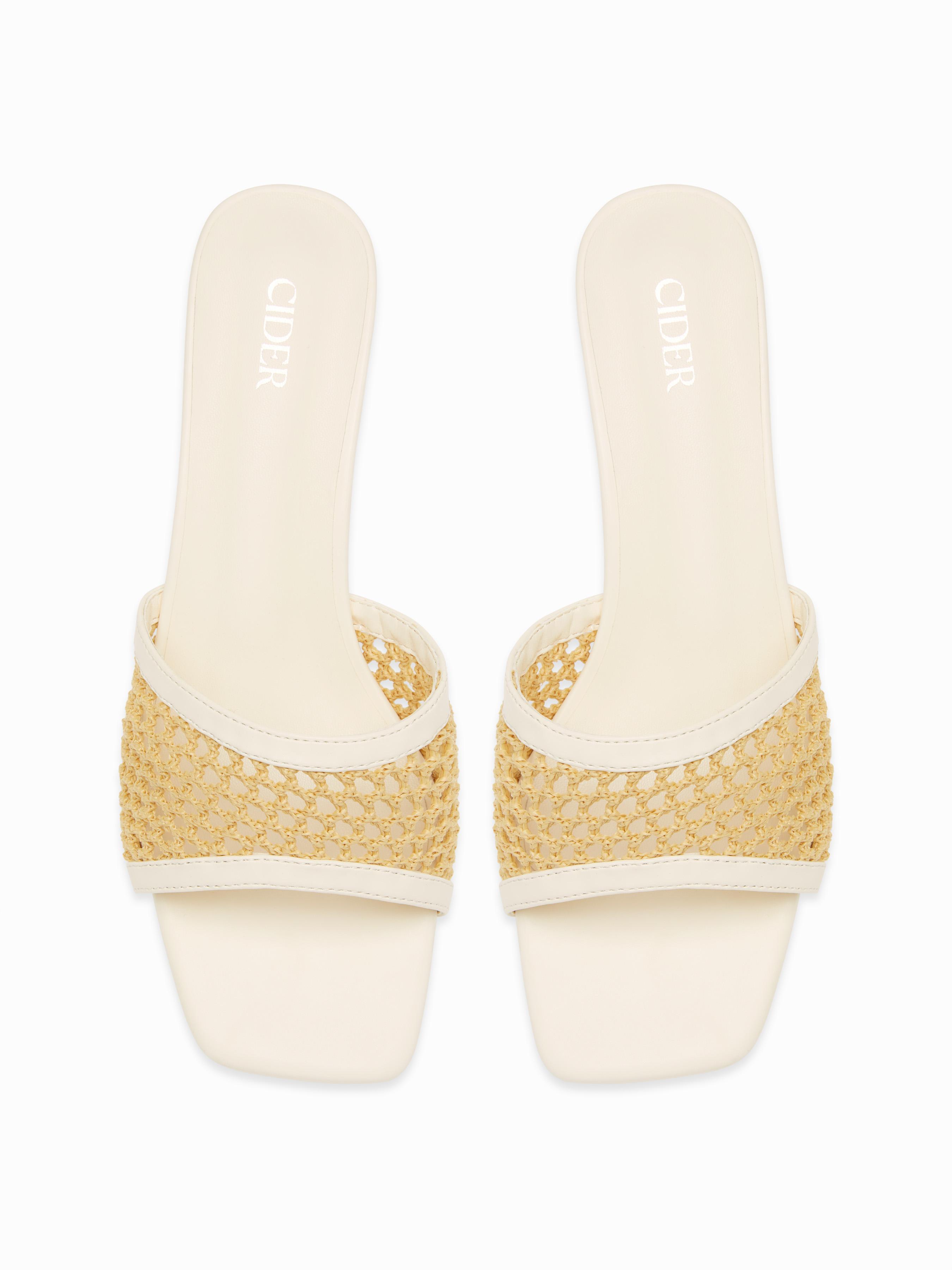 WOVEN CHUNKY HEELED MULE SANDALS by CIDER