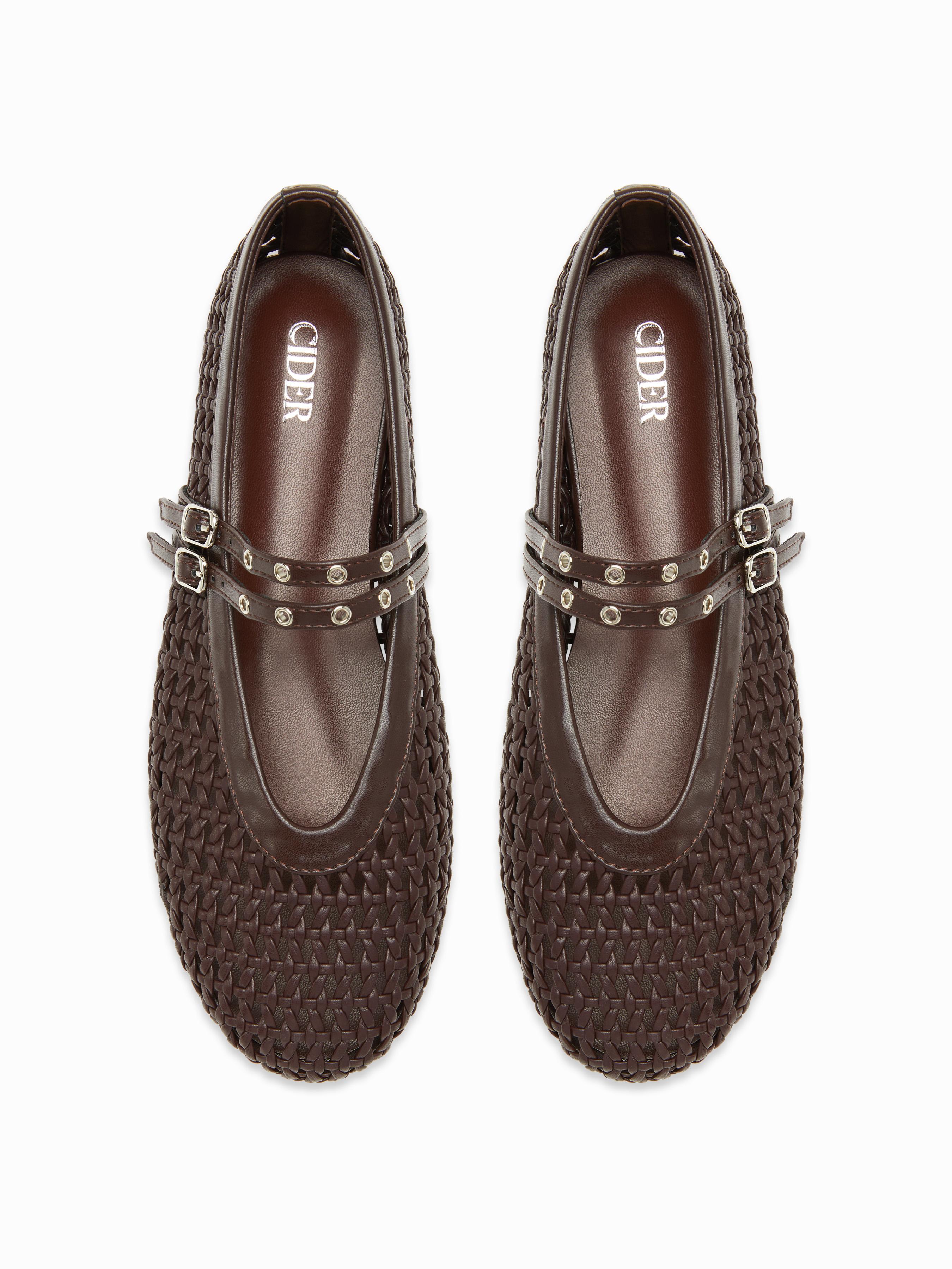 WOVEN DOUBLE STRAP FLATS by CIDER