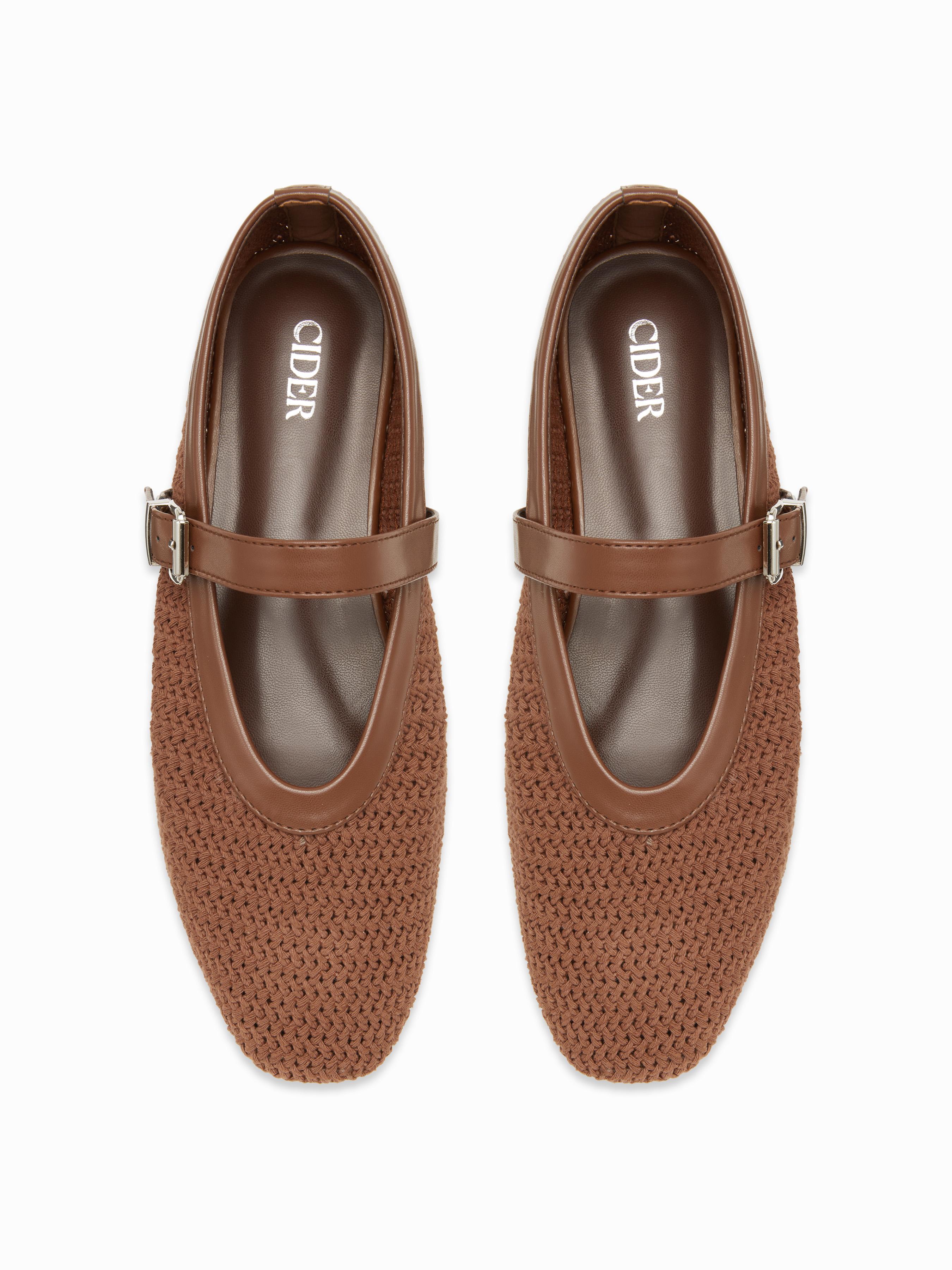 WOVEN STRAP MARY JANE FLATS by CIDER