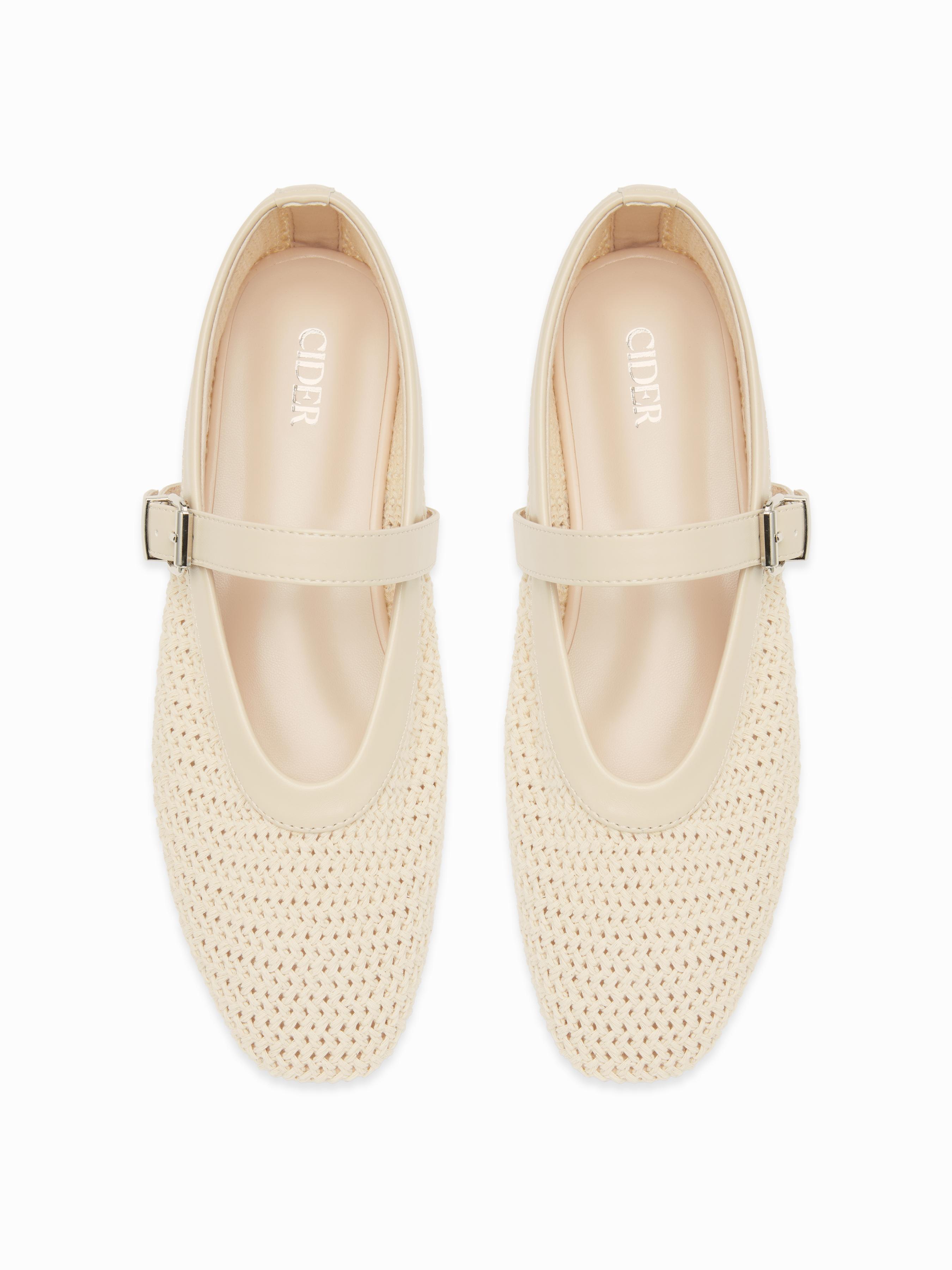 WOVEN STRAP MARY JANE FLATS by CIDER