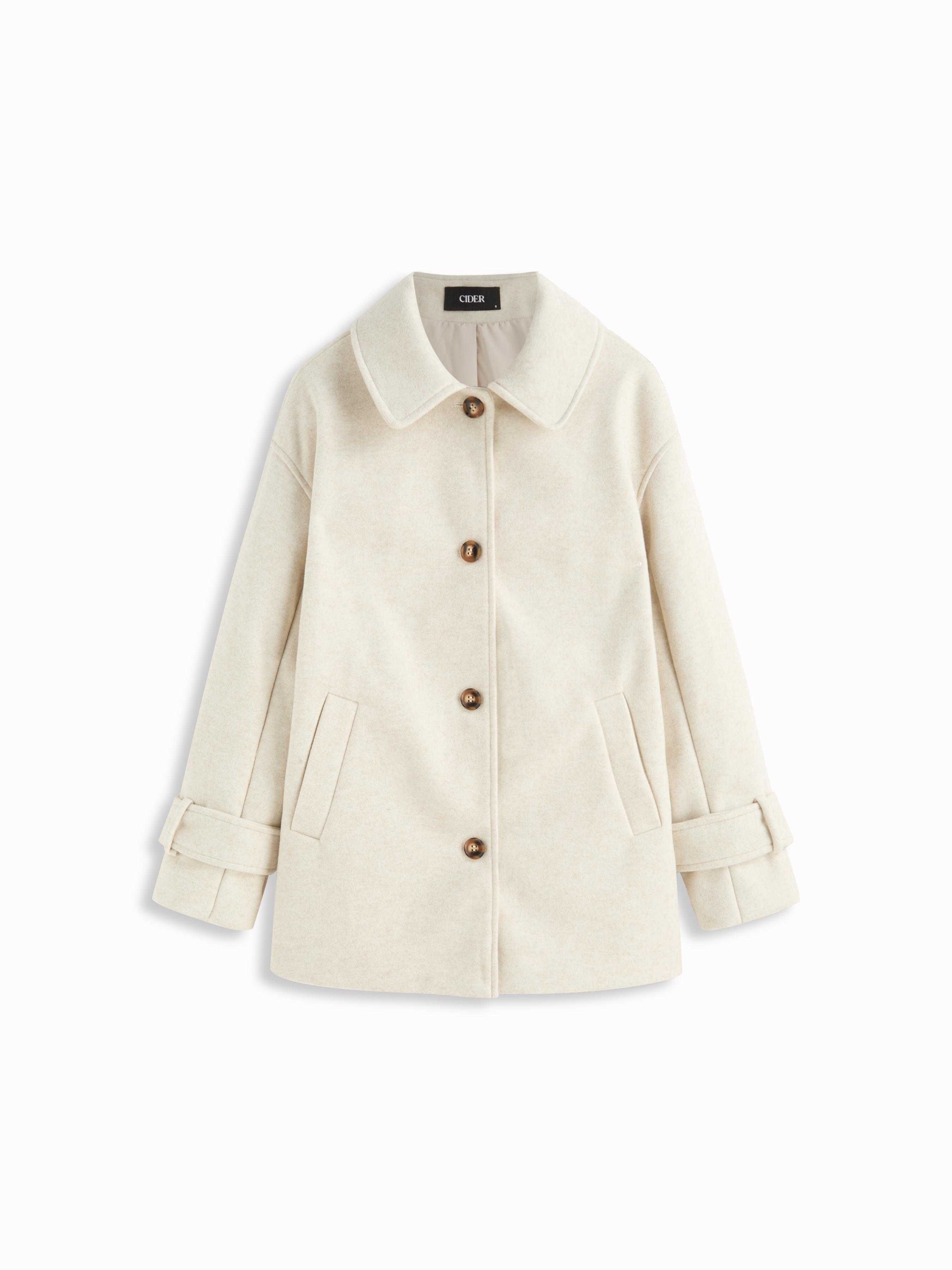 Wollartiger Kragen, Langärmliges Knopf-Over-Sized Longline Shacket by CIDER Wollartiger Kragen, Langärmliges Knopf-Over-Sized Longline Shacket by CIDER