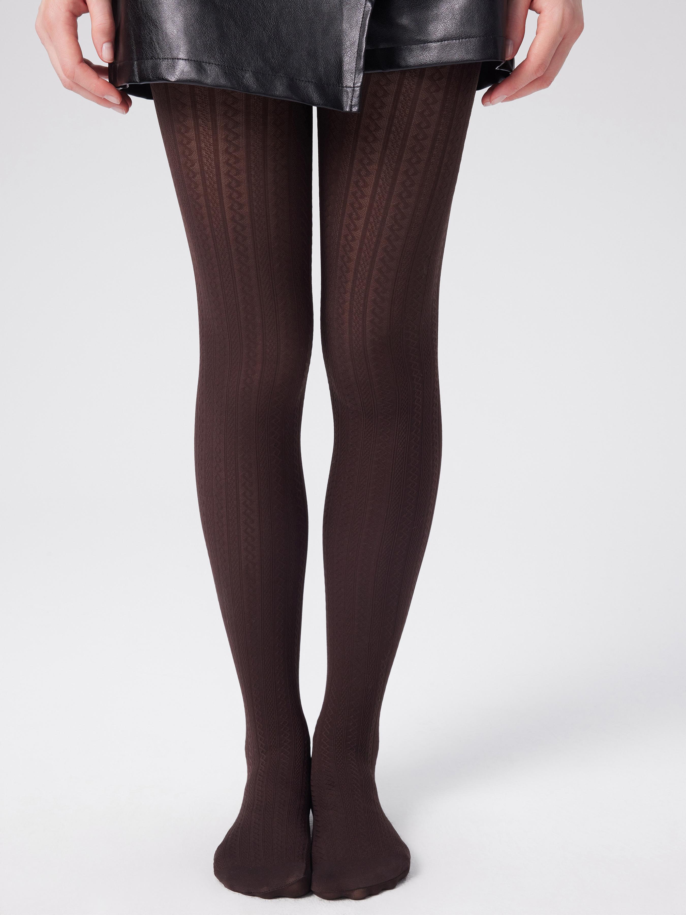 Women's Fashion-Forward Ribbed Tights with Textured Knit & Flattering Fit by CIDER