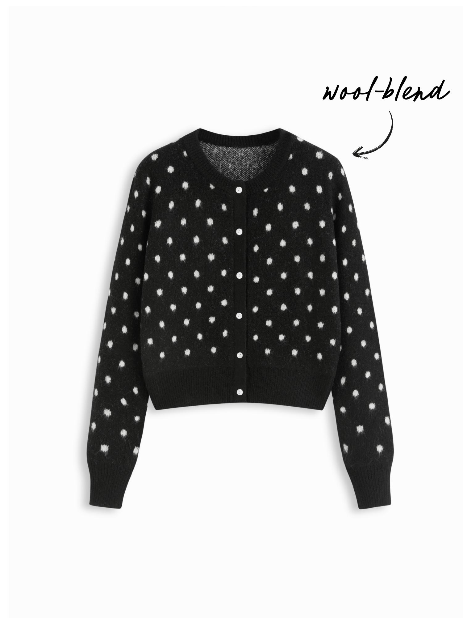 Wool-blend Round Neckline Solid Button Knitted Cardigan by CIDER