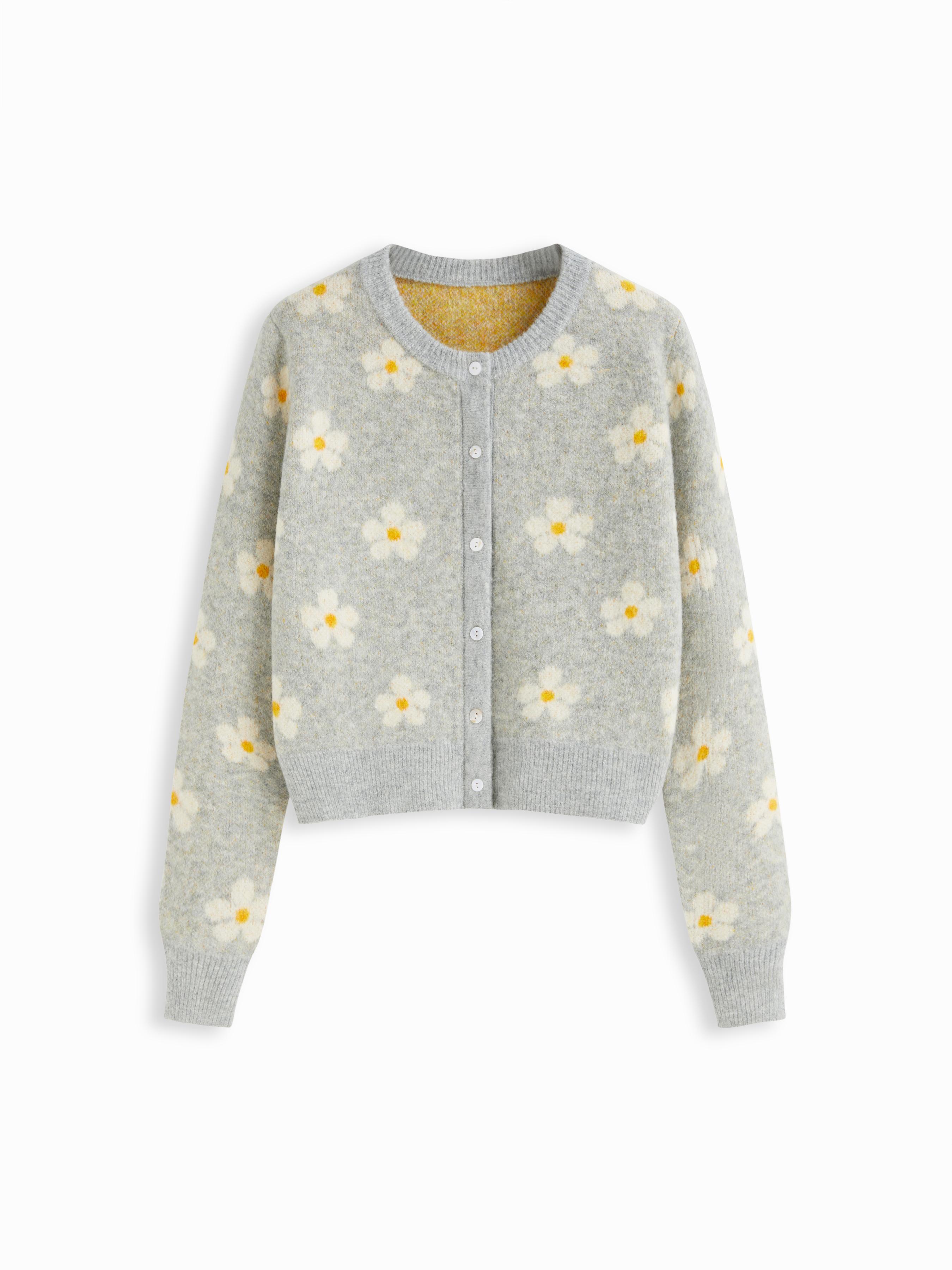 Wool-blend Round Neckline Solid Button Knitted Cardigan by CIDER