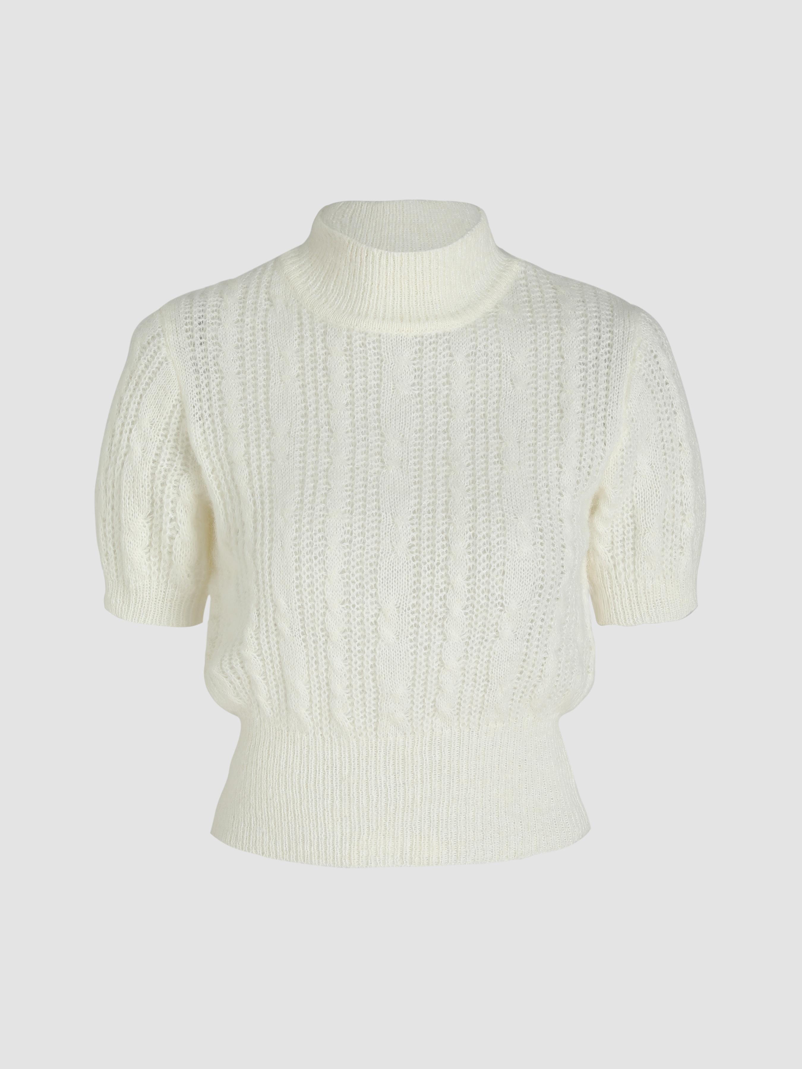 Wool-blend Texture High Neck Sweater by CIDER