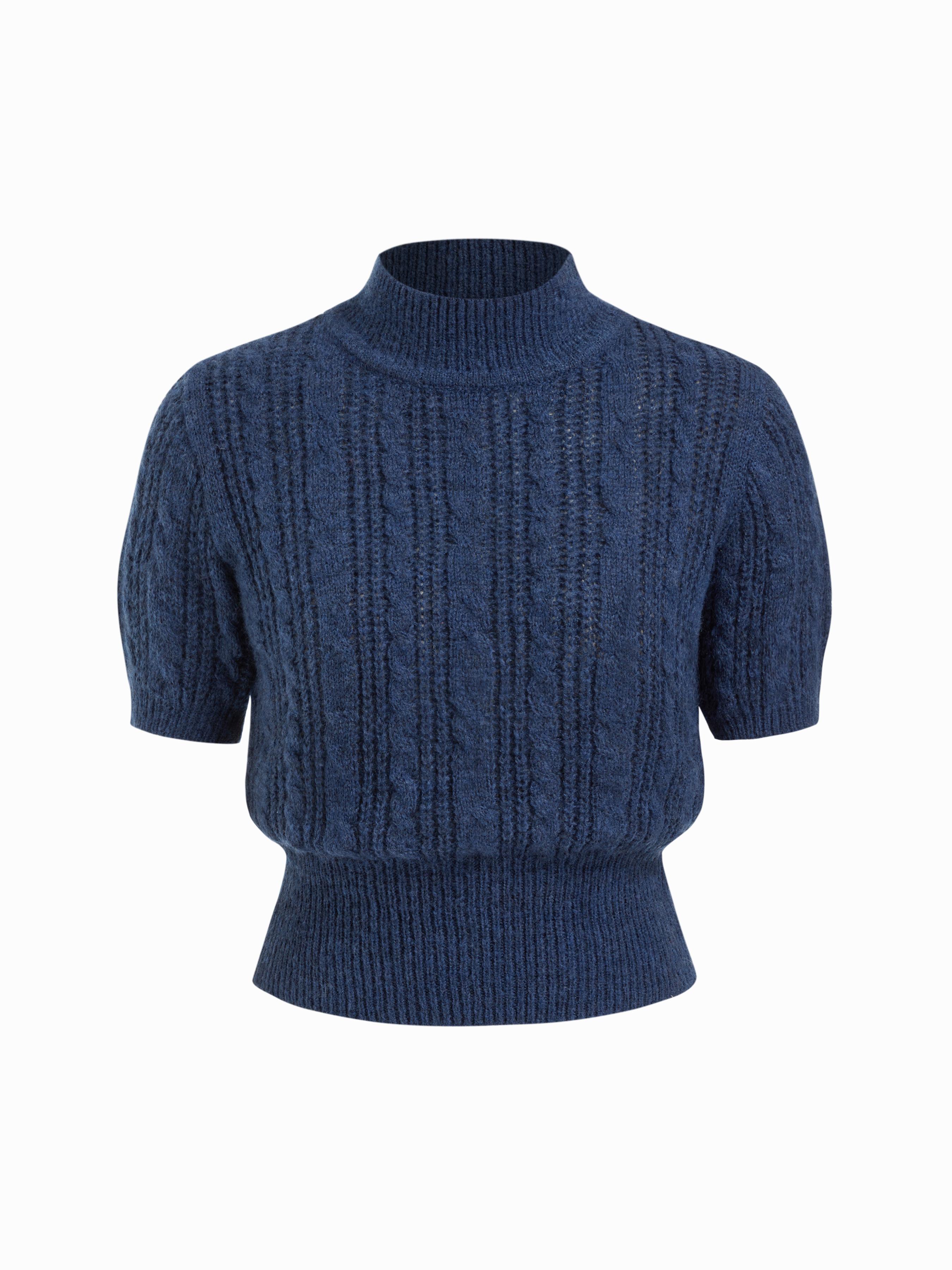 Wool-blend Texture High Neck Sweater by CIDER