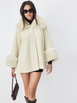 Wool-look Faux Fur Trim Cloak Sleeve Super Oversized Coat by CIDER Wool-look Faux Fur Trim Cloak Sleeve Super Oversized Coat by CIDER
