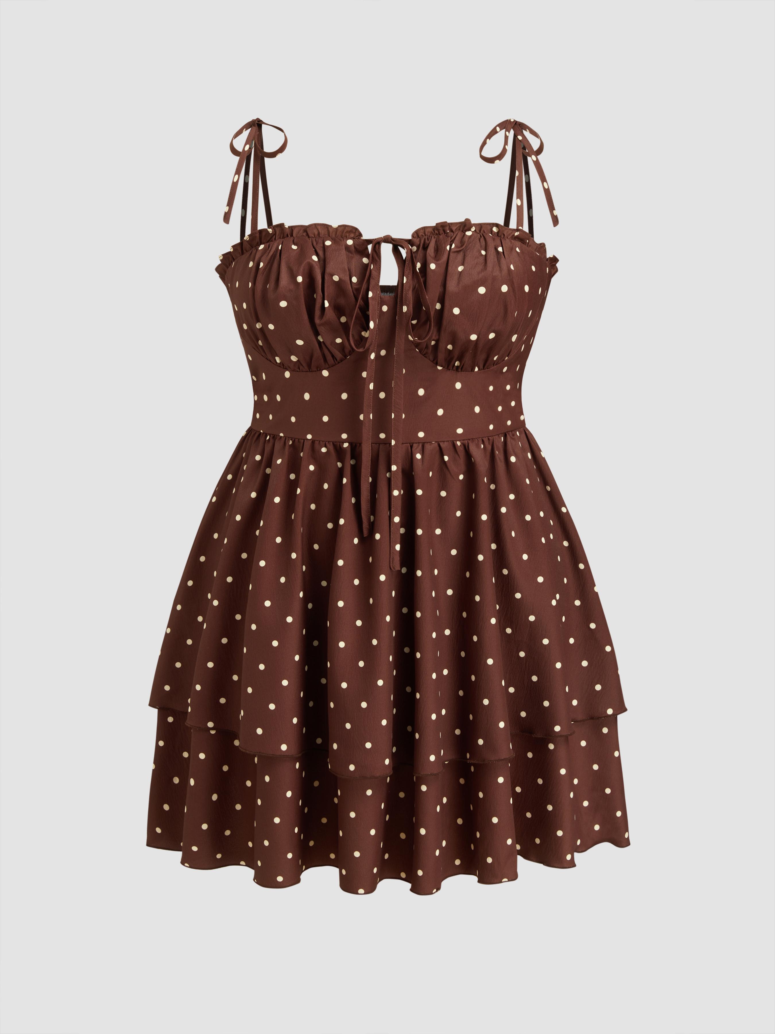 Woven Floral Ruffle Hem Knotted Layered Mini Dress Curve & Plus by CIDER