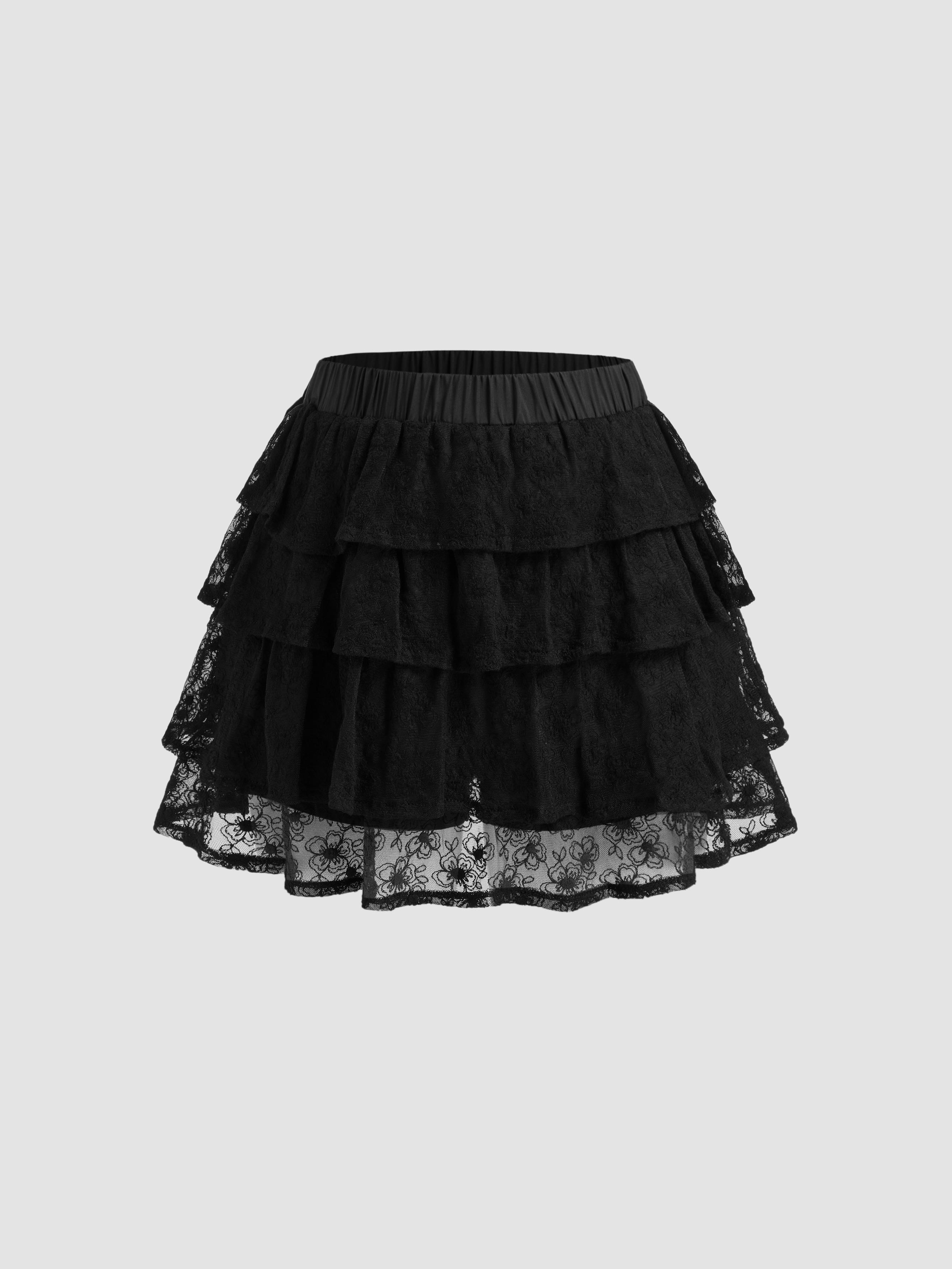 Woven Mid Rise Tiered Mini Skort by CIDER