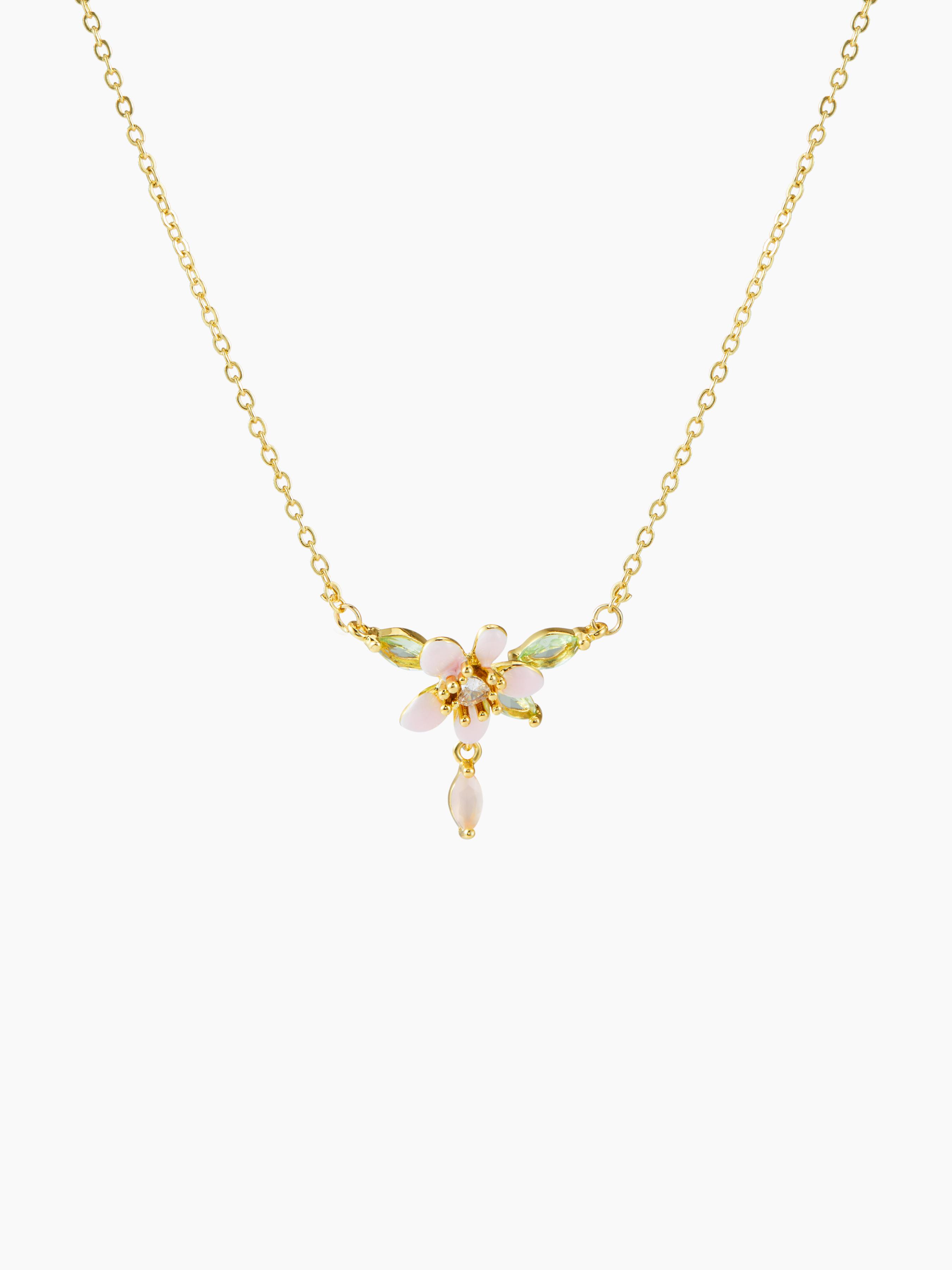 ZIRCON FLORAL PENDANT NECKLACE by CIDER