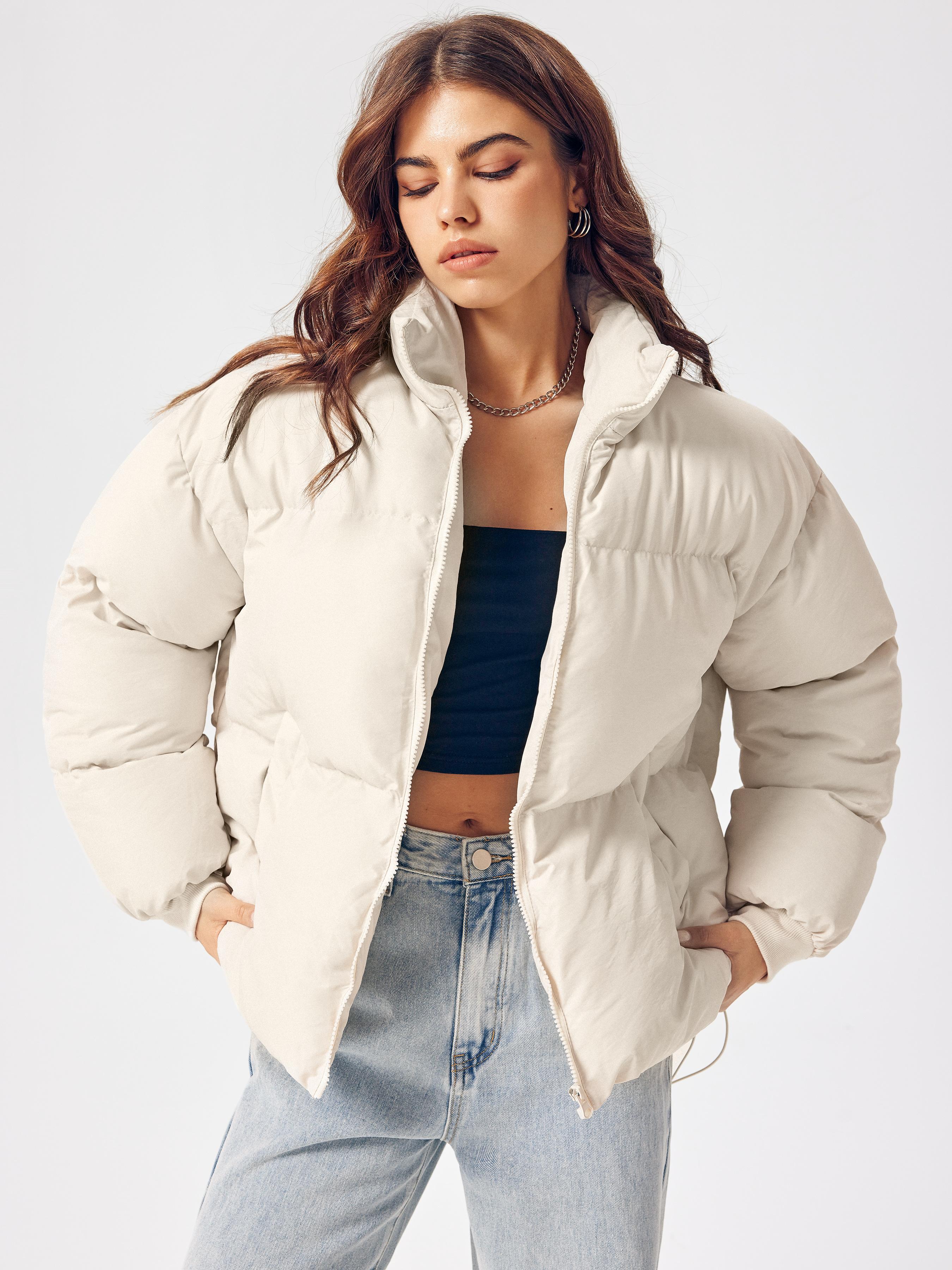 Zip Front Collared Puffer Jacket by CIDER
