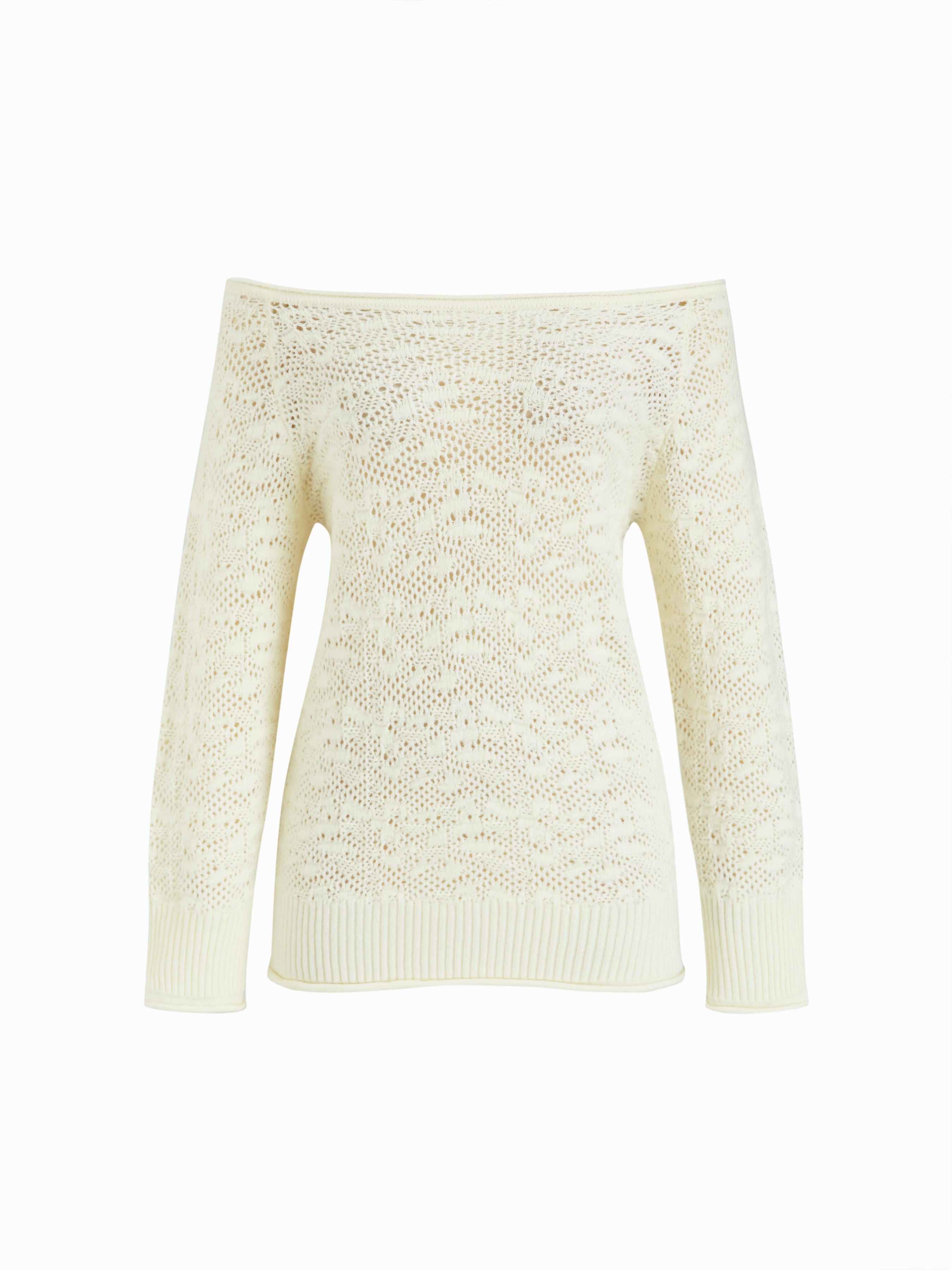 针织羊毛混纺露肩镂空宽松长款上衣 by CIDER