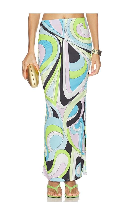 Cin Cin City Maxi Skirt in Baby Blue, Green by CIN CIN