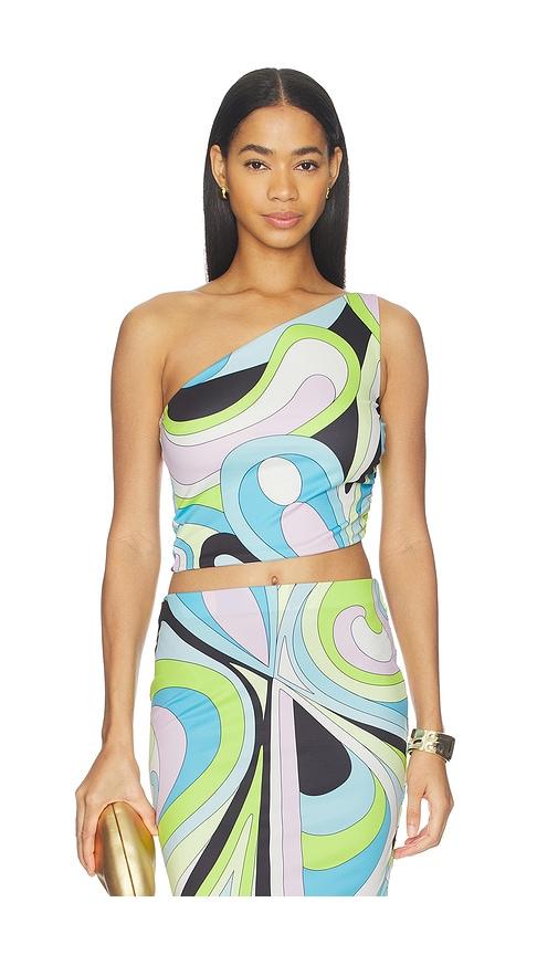 Cin Cin Cleo Cropped Top in Baby Blue, Green by CIN CIN
