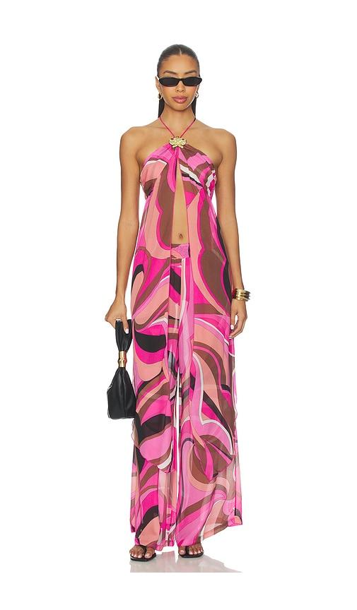 Cin Cin Coral Lobster Drape Top in Pink by CIN CIN