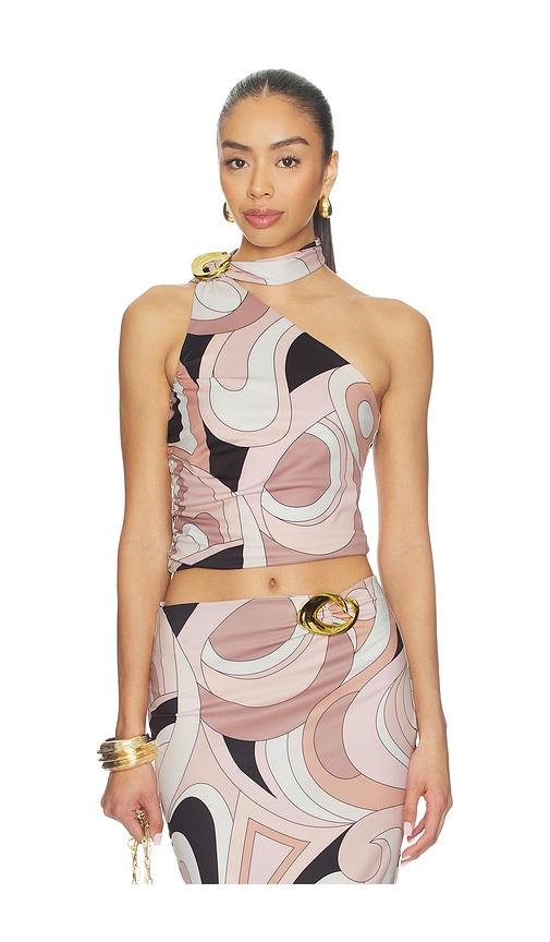 Cin Cin Cosmos Halo Top in Blush,Beige by CIN CIN