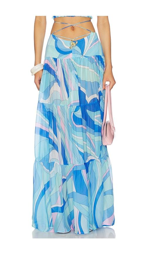 Cin Cin Song Lobster Maxi Skirt in Blue by CIN CIN