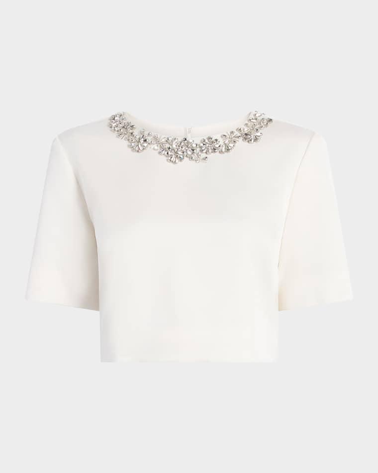 Adona Tumbling Flowers Crepe Crop Top by CINQ A SEPT