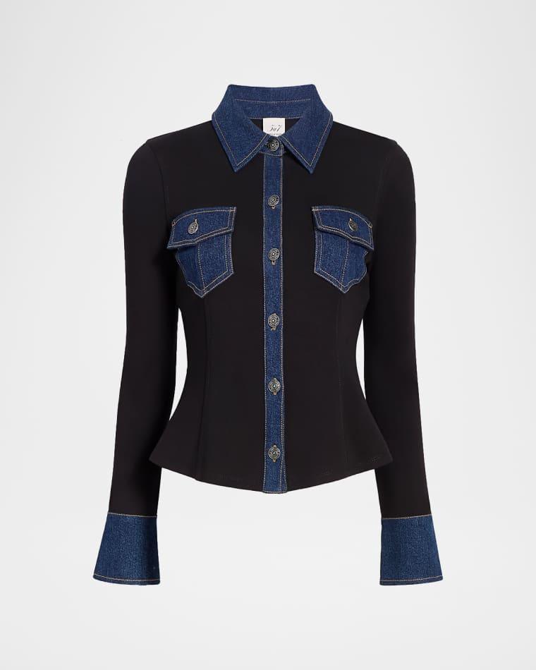 Aliza Denim Button-Front Shirt by CINQ A SEPT