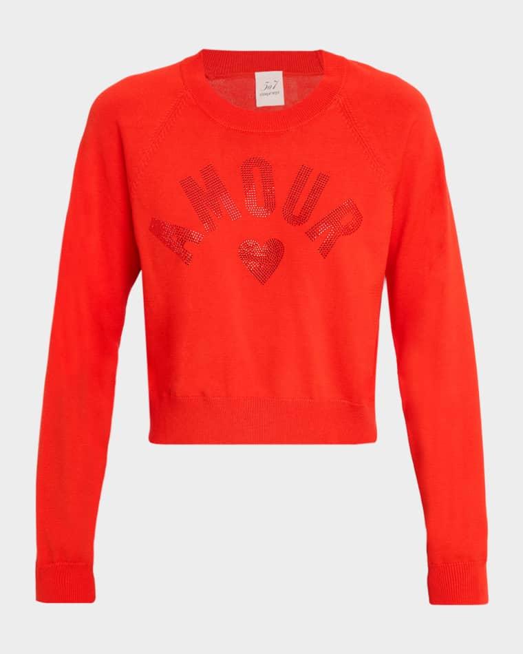 Amour Embellished Crewneck Sweater by CINQ A SEPT