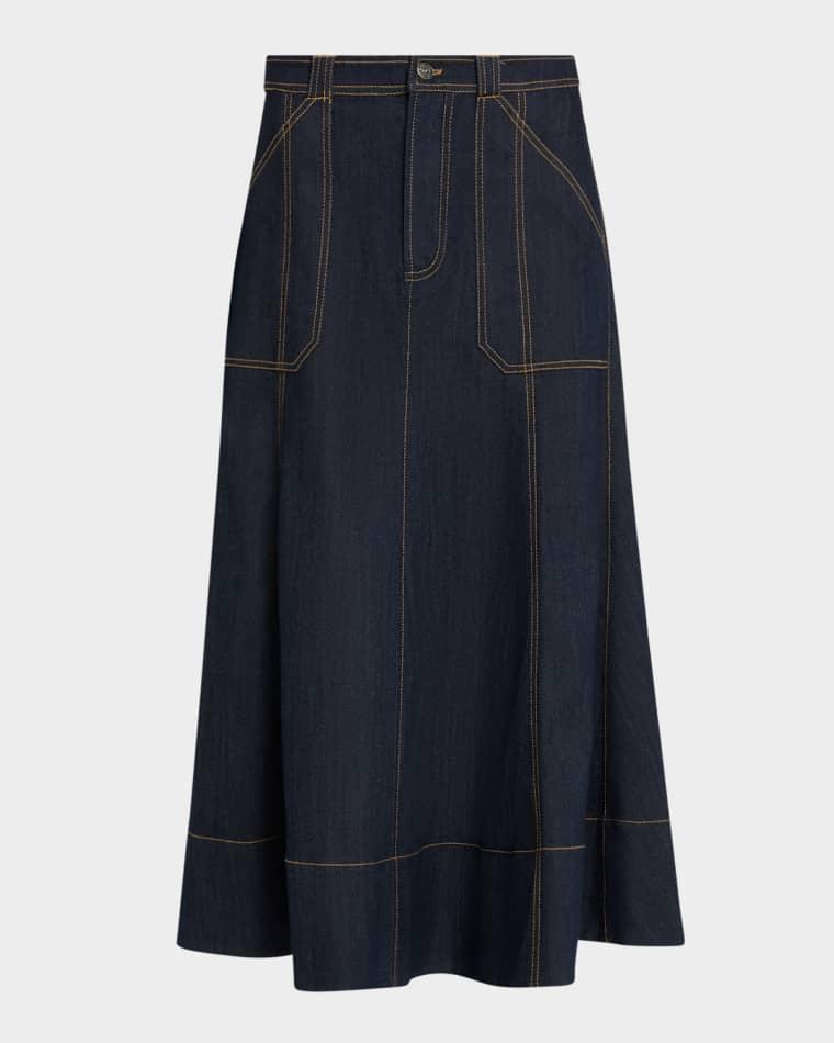 Benji Denim Maxi Skirt by CINQ A SEPT