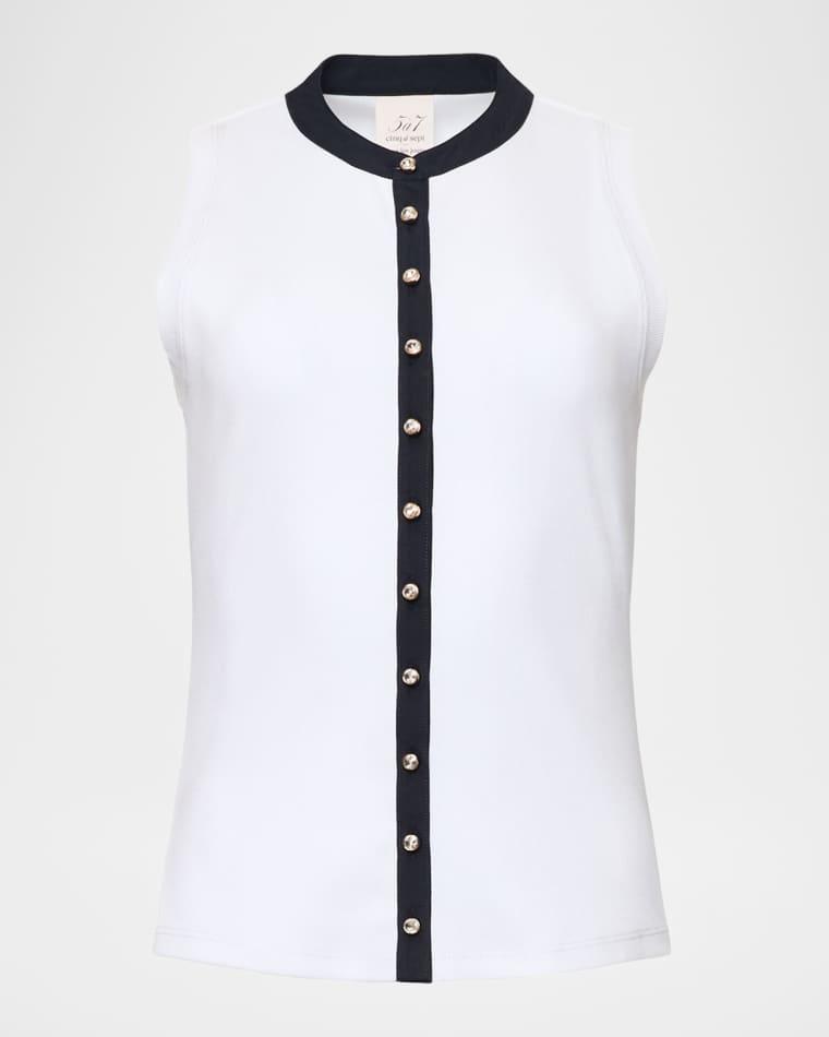 Beverly Knit Button-Front Top by CINQ A SEPT