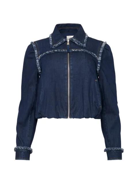 Bicolor Fringe Indria denim jacket by CINQ A SEPT