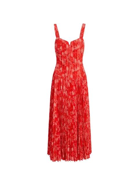 Botanical Floral Pascual pleated midi dress by CINQ A SEPT