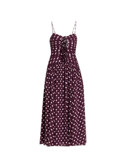 Camille polka dot ruffle midi dress by CINQ A SEPT
