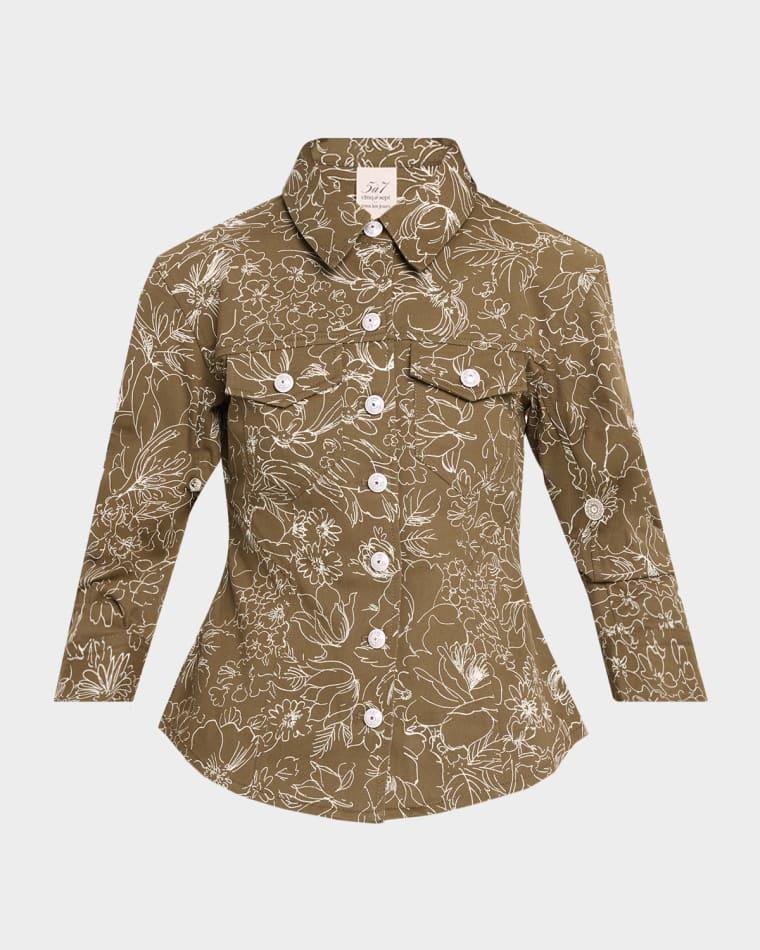Canyon Garden Doodle Scrunched Jacket by CINQ A SEPT
