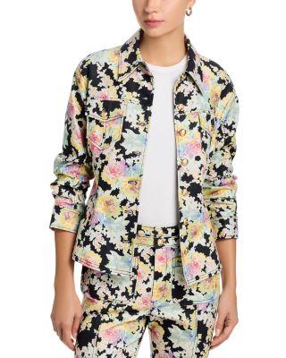 Canyon Ikat Bouquet Scrunched Denim Jacket by CINQ A SEPT