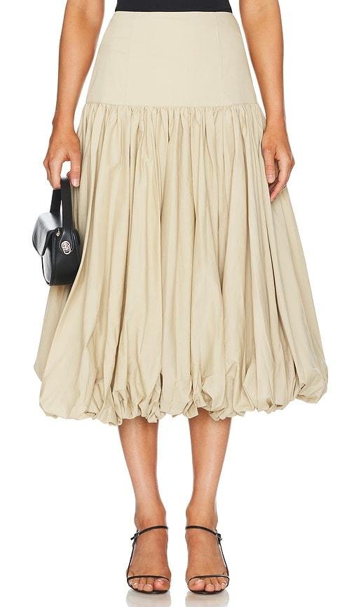 Cinq a Sept Ellah Midi Skirt in Taupe by CINQ A SEPT