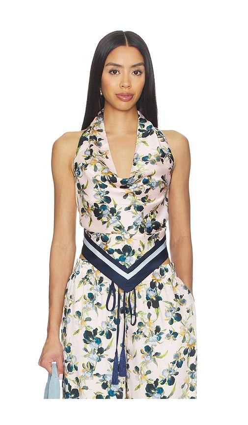 Cinq a Sept Trailing Iris Asher Top in Rose,Blue by CINQ A SEPT